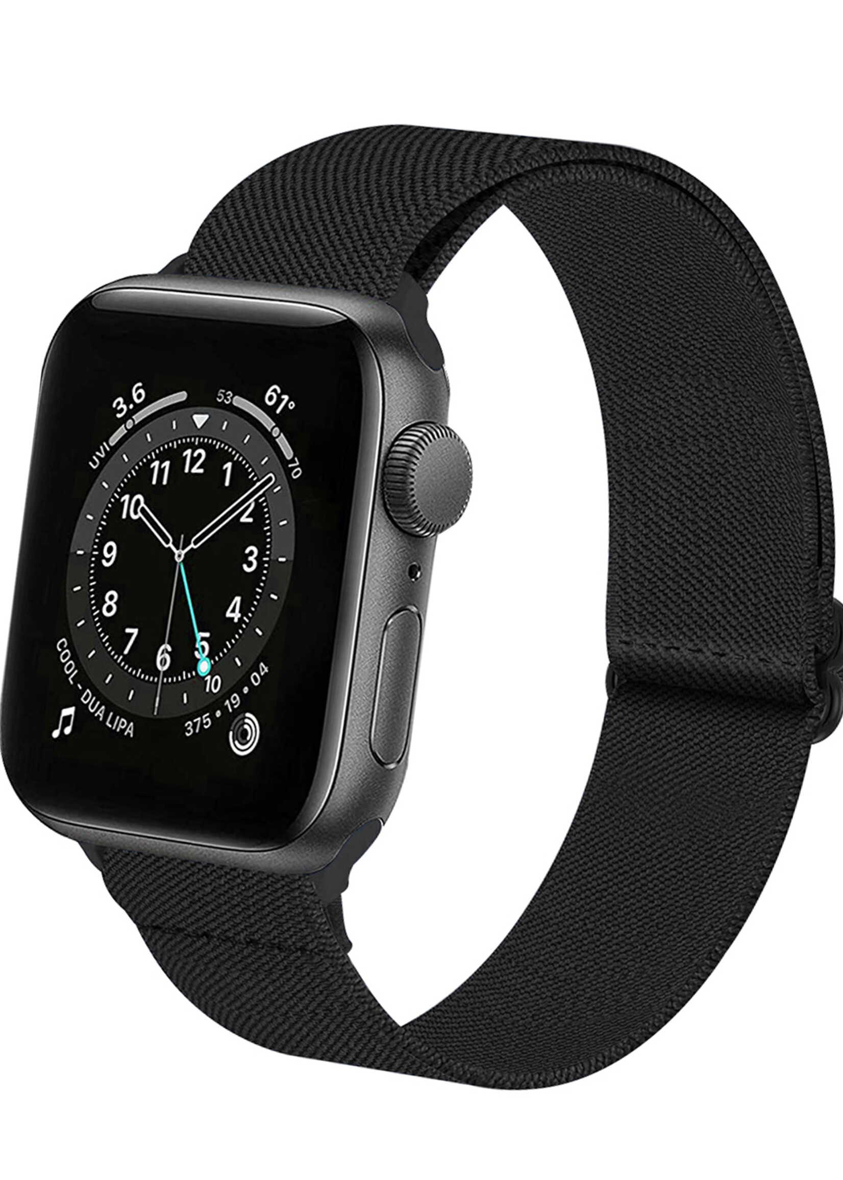 LUQ Horloge Bandje Geschikt voor Apple Watch 42/44/45 mm Bandje Nylon Polsband - Stoffen Bandje Geschikt voor Apple Watch 1-8 / SE (42/44/45 mm) Bandje - Zwart