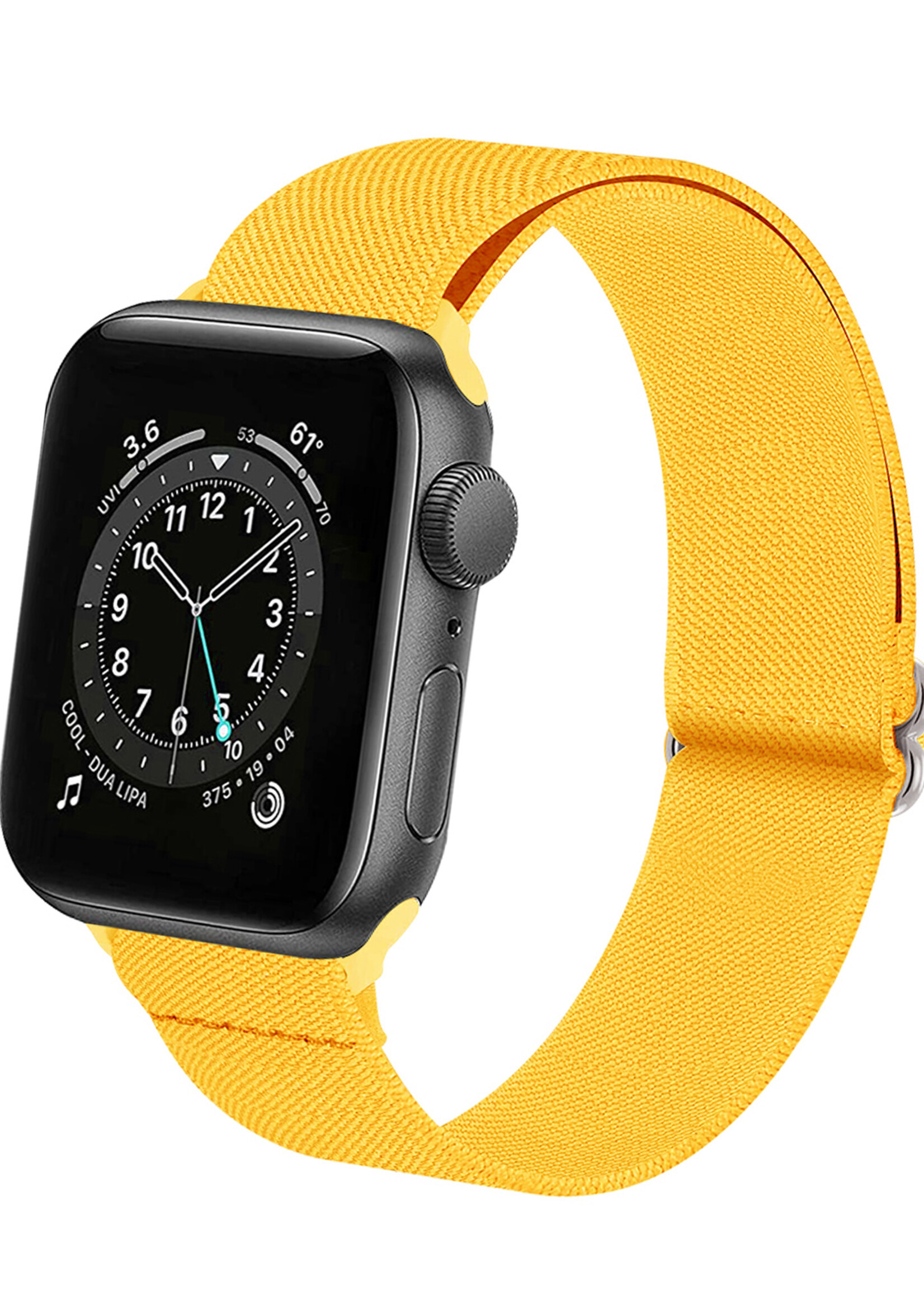 LUQ Horloge Bandje Geschikt voor Apple Watch 42/44/45 mm Bandje Nylon Polsband - Stoffen Bandje Geschikt voor Apple Watch 1-8 / SE (42/44/45 mm) Bandje - Geel