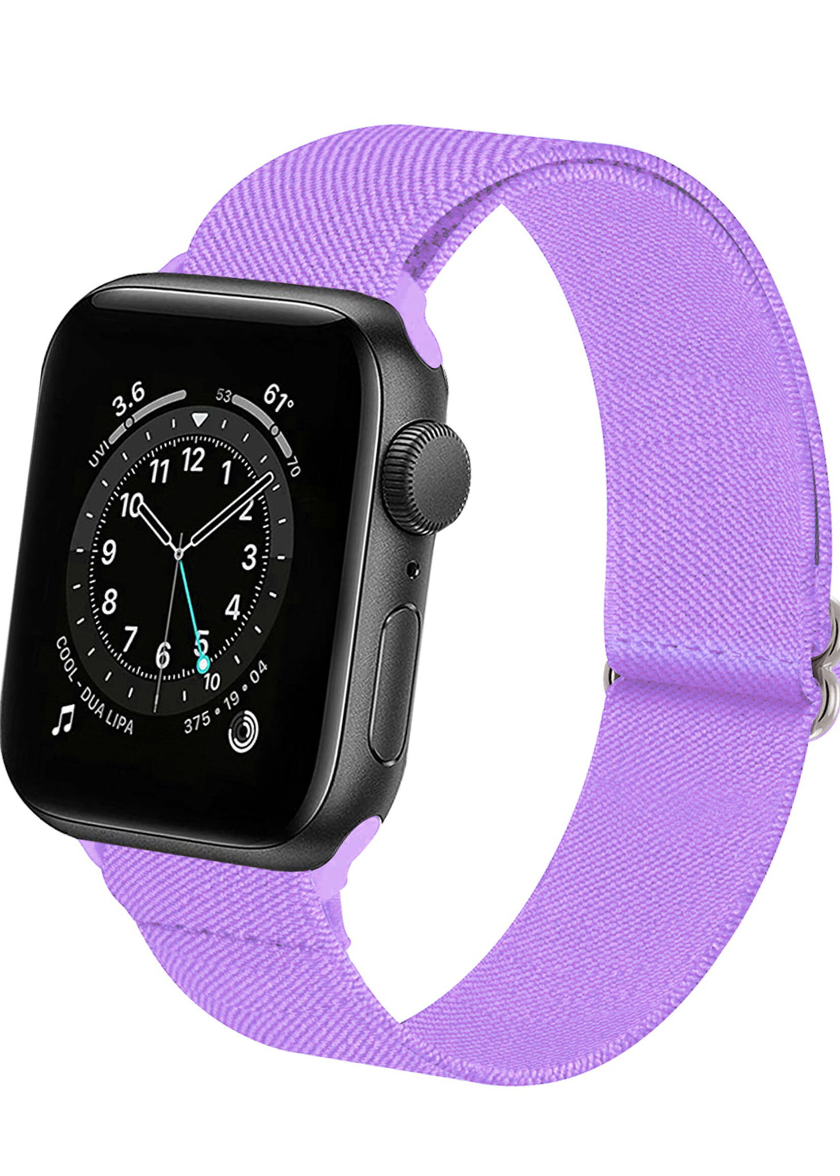 LUQ Horloge Bandje Geschikt voor Apple Watch 42/44/45 mm Bandje Nylon Polsband - Stoffen Bandje Geschikt voor Apple Watch 1-8 / SE (42/44/45 mm) Bandje - Lila