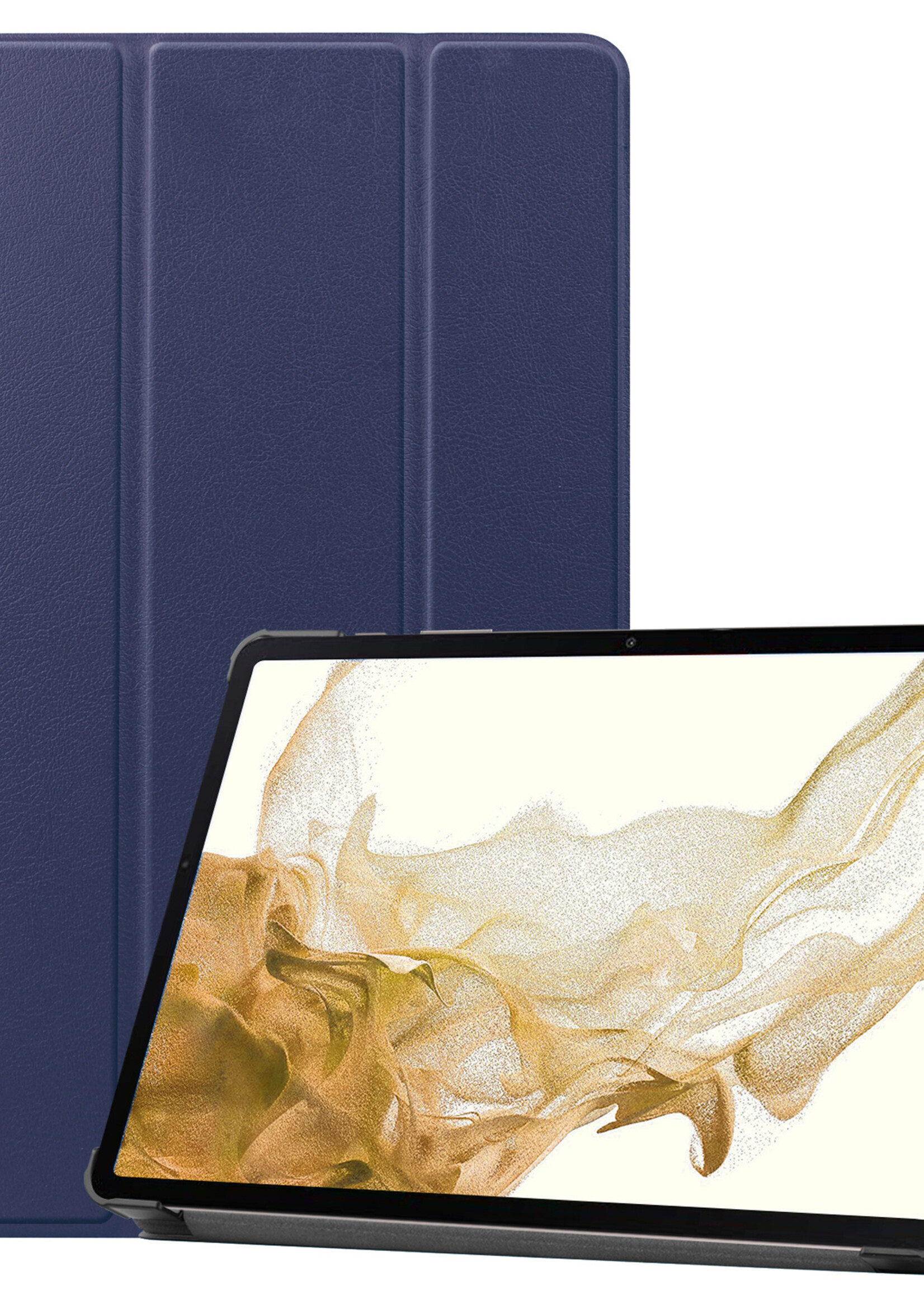 LUQ Hoes Geschikt voor Samsung Galaxy Tab S8 Ultra Hoes Luxe Hoesje Book Case - Hoesje Geschikt voor Samsung Tab S8 Ultra Hoes Cover - Donkerblauw