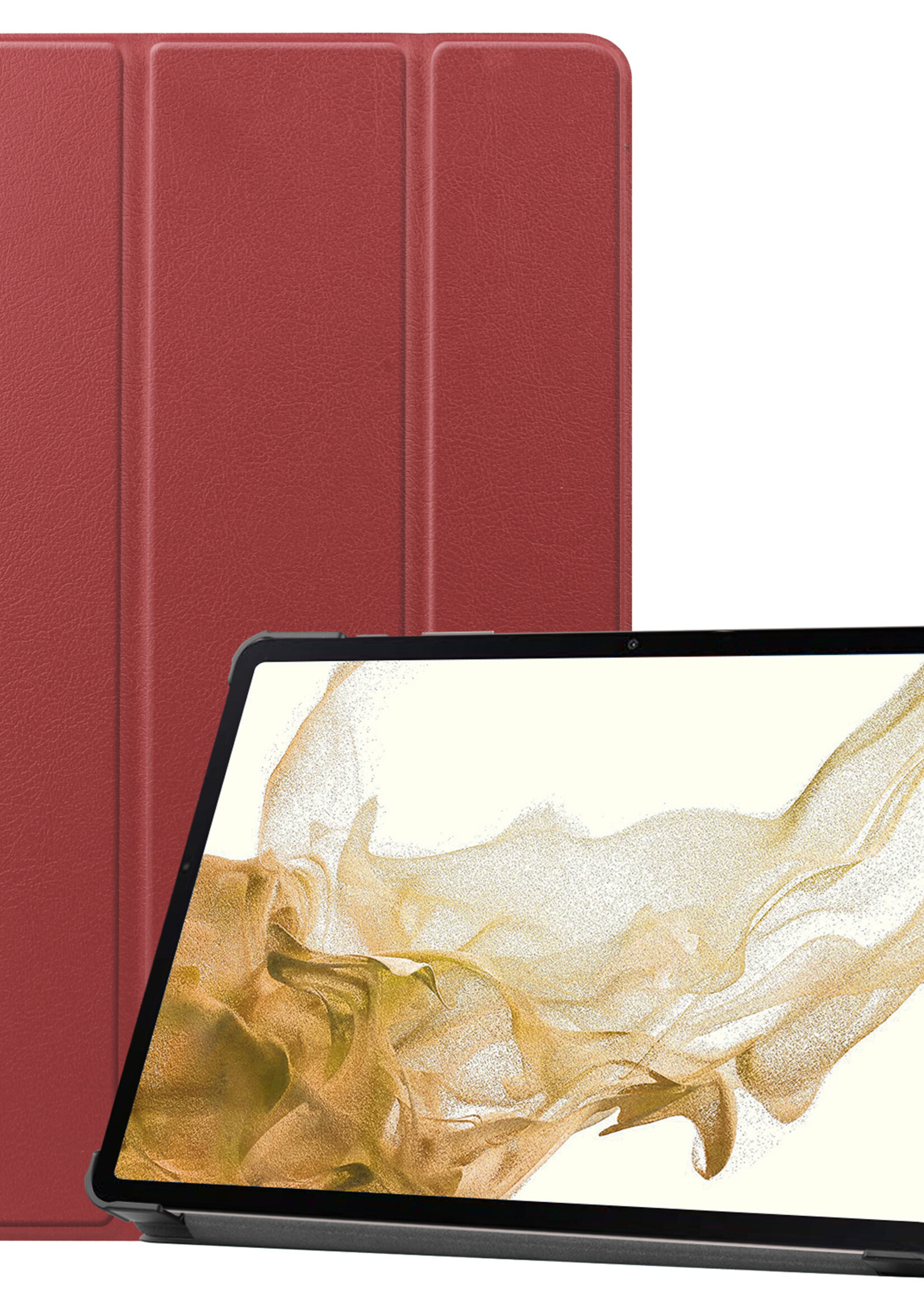 LUQ Hoes Geschikt voor Samsung Galaxy Tab S8 Ultra Hoes Luxe Hoesje Book Case - Hoesje Geschikt voor Samsung Tab S8 Ultra Hoes Cover - Donkerrood