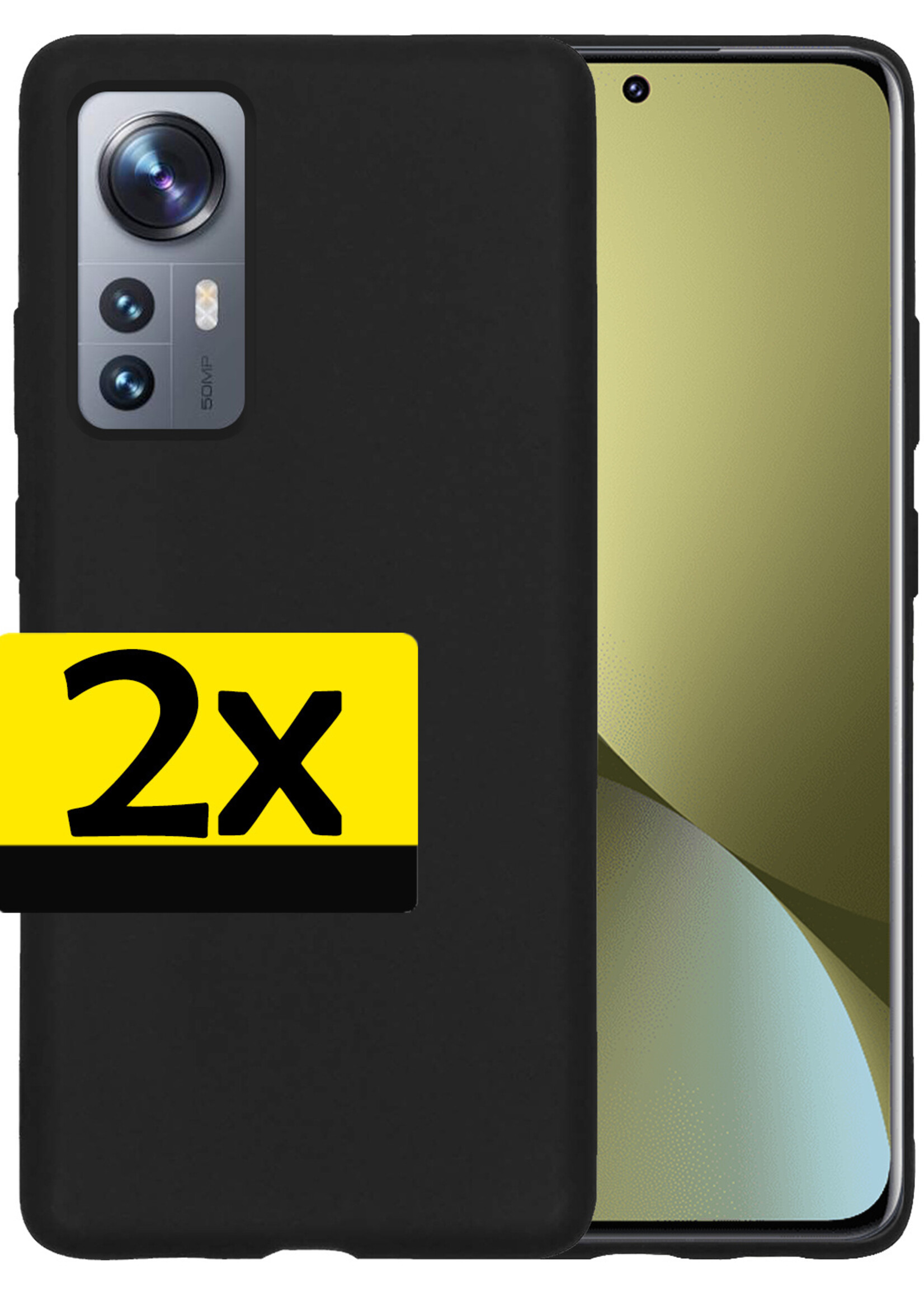 LUQ Hoesje Geschikt voor Xiaomi 12 Hoesje Siliconen Case - Hoes Geschikt voor Xiaomi 12 Hoes Siliconen - Zwart - 2 Stuks