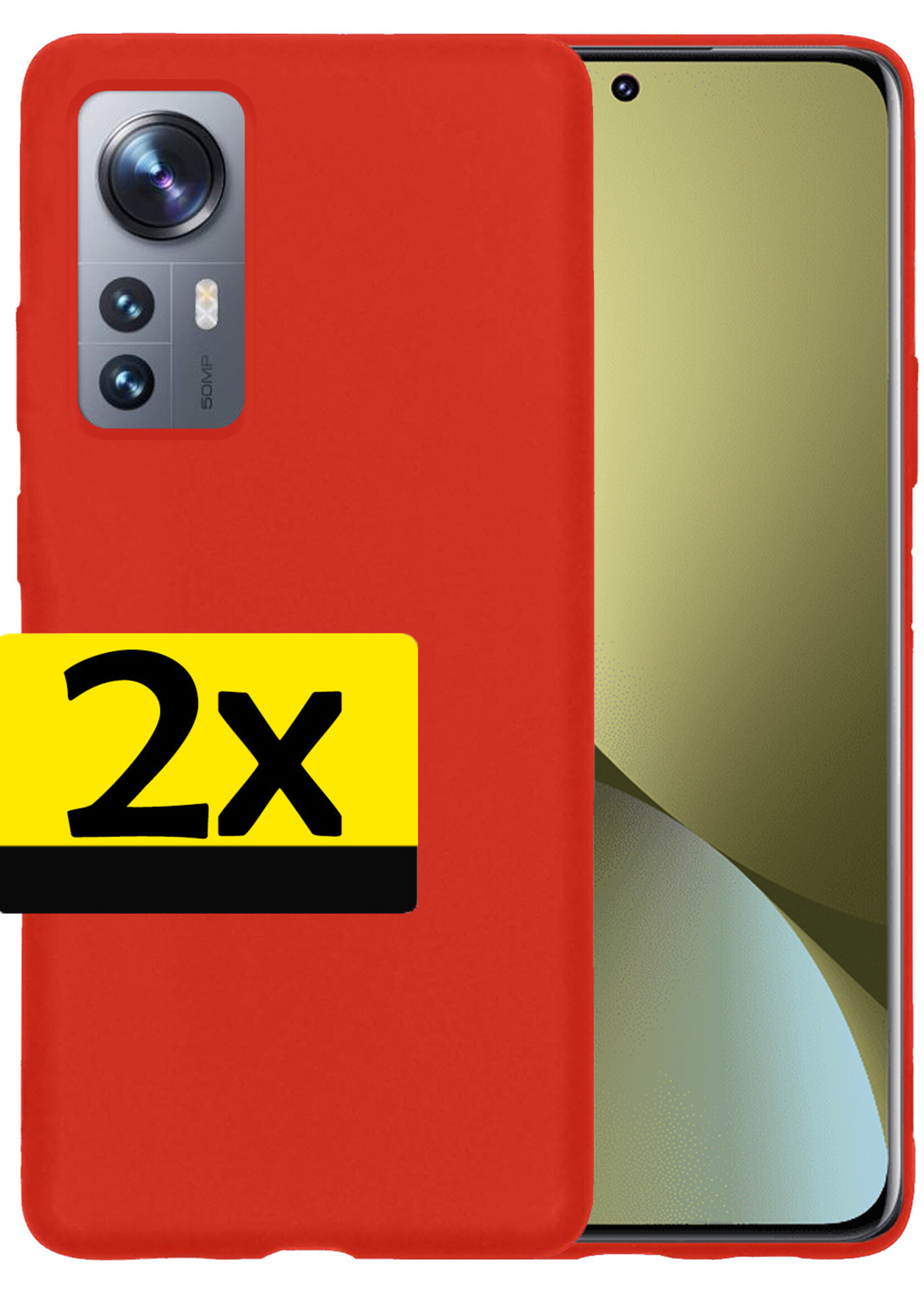 LUQ Hoesje Geschikt voor Xiaomi 12X Hoesje Siliconen Case - Hoes Geschikt voor Xiaomi 12X Hoes Siliconen - Rood - 2 Stuks