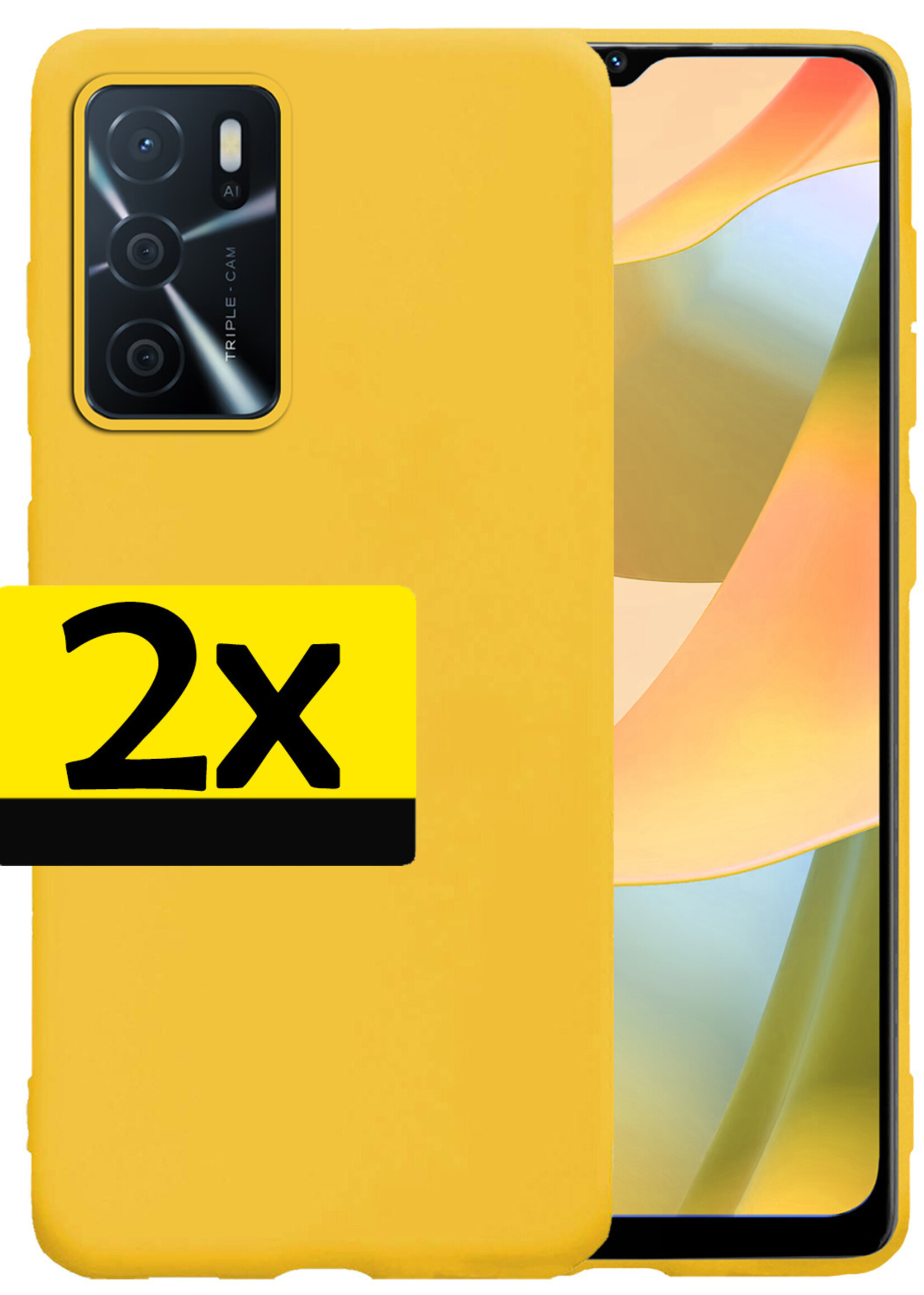 LUQ Hoesje Geschikt voor OPPO A16s Hoesje Siliconen Case - Hoes Geschikt voor OPPO A16s Hoes Siliconen - Geel - 2 Stuks