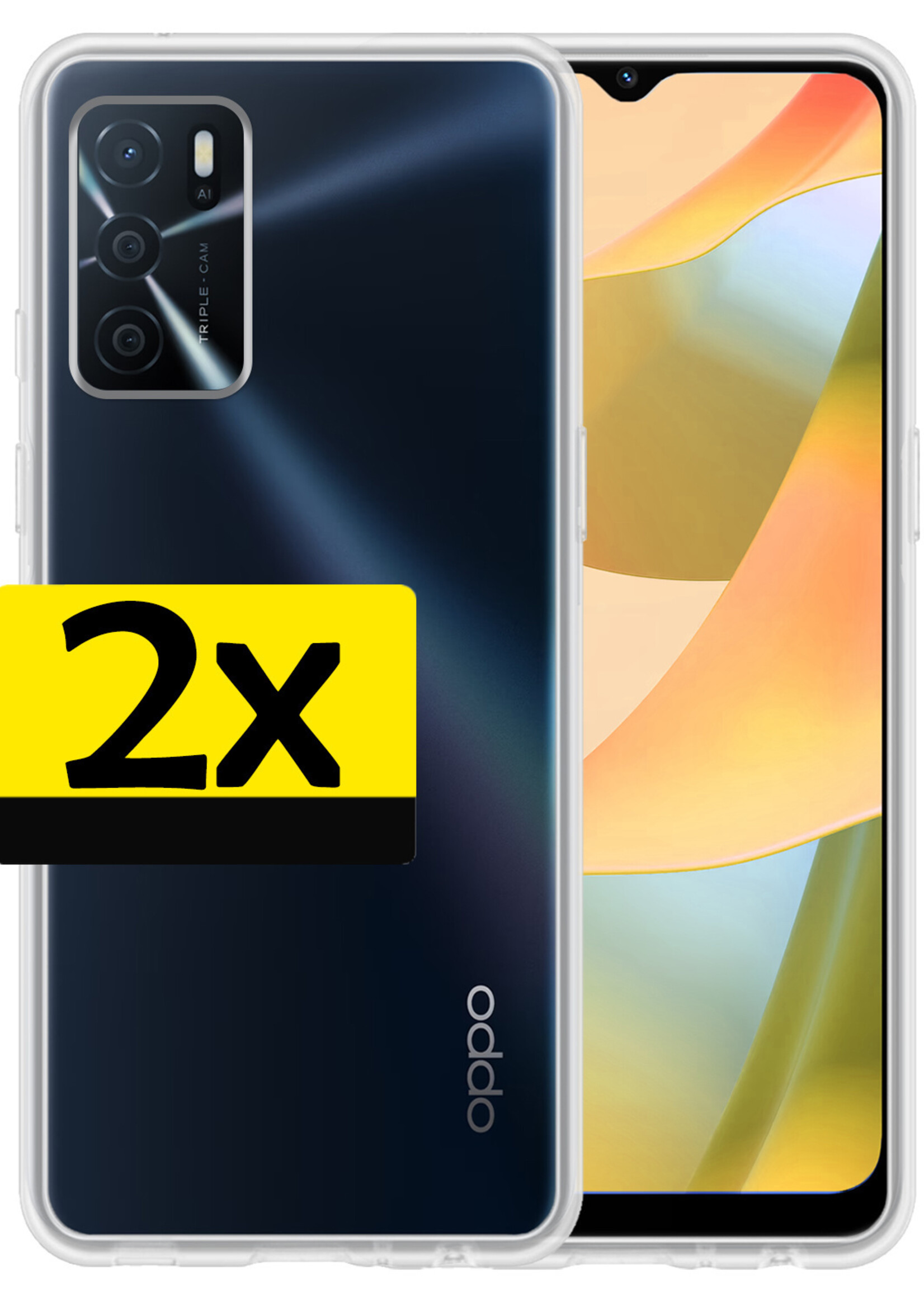 LUQ Hoesje Geschikt voor OPPO A16s Hoesje Siliconen Case - Hoes Geschikt voor OPPO A16s Hoes Siliconen - Transparant - 2 Stuks