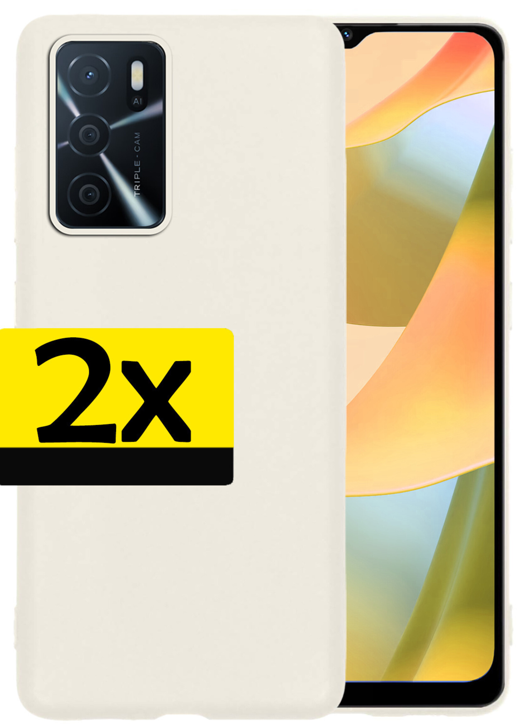 LUQ Hoesje Geschikt voor OPPO A16s Hoesje Siliconen Case - Hoes Geschikt voor OPPO A16s Hoes Siliconen - Wit - 2 Stuks