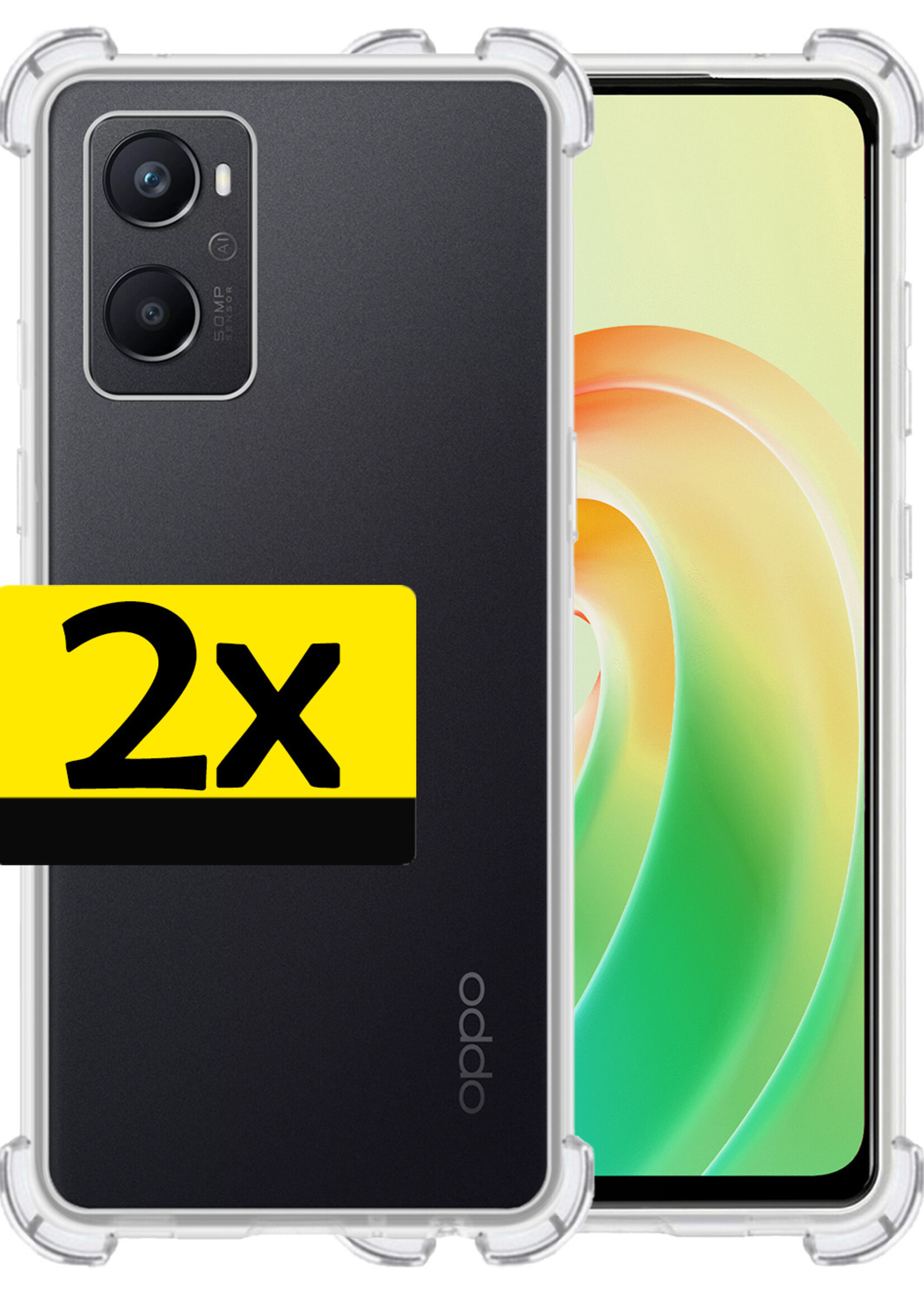 LUQ Hoesje Geschikt voor OPPO A76 Hoesje Shockproof Case Siliconen - Hoes Geschikt voor OPPO A76 Hoes Cover Siliconen - Transparant - 2 Stuks