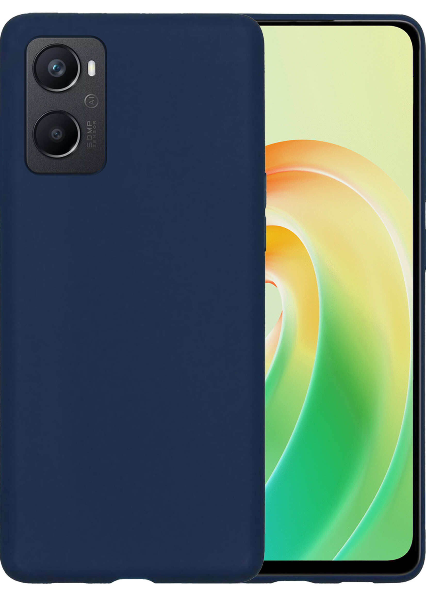 LUQ Hoesje Geschikt voor OPPO A76 Hoesje Siliconen Case - Hoes Geschikt voor OPPO A76 Hoes Siliconen - Donkerblauw