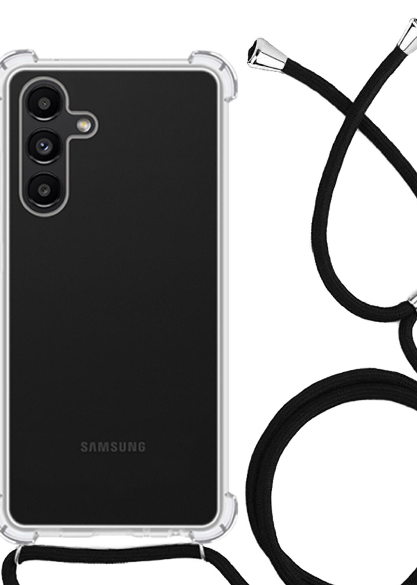 LUQ Hoesje Geschikt voor Samsung A13 5G Hoesje Shockproof Case Siliconen Hoes Met Koord - Transparant