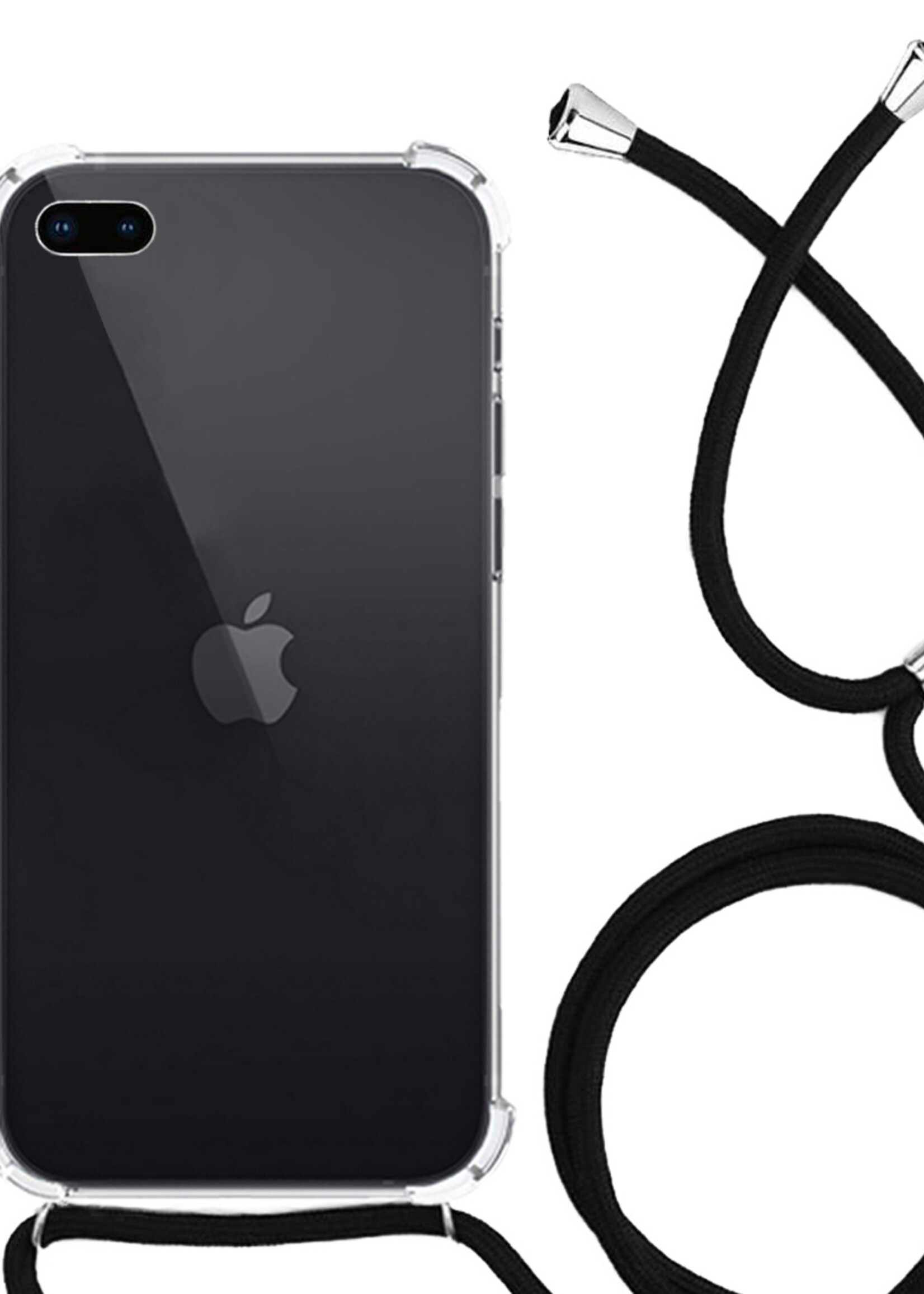 LUQ Hoesje Geschikt voor iPhone 7 Plus Hoesje Shockproof Case Siliconen Hoes Met Koord - Transparant