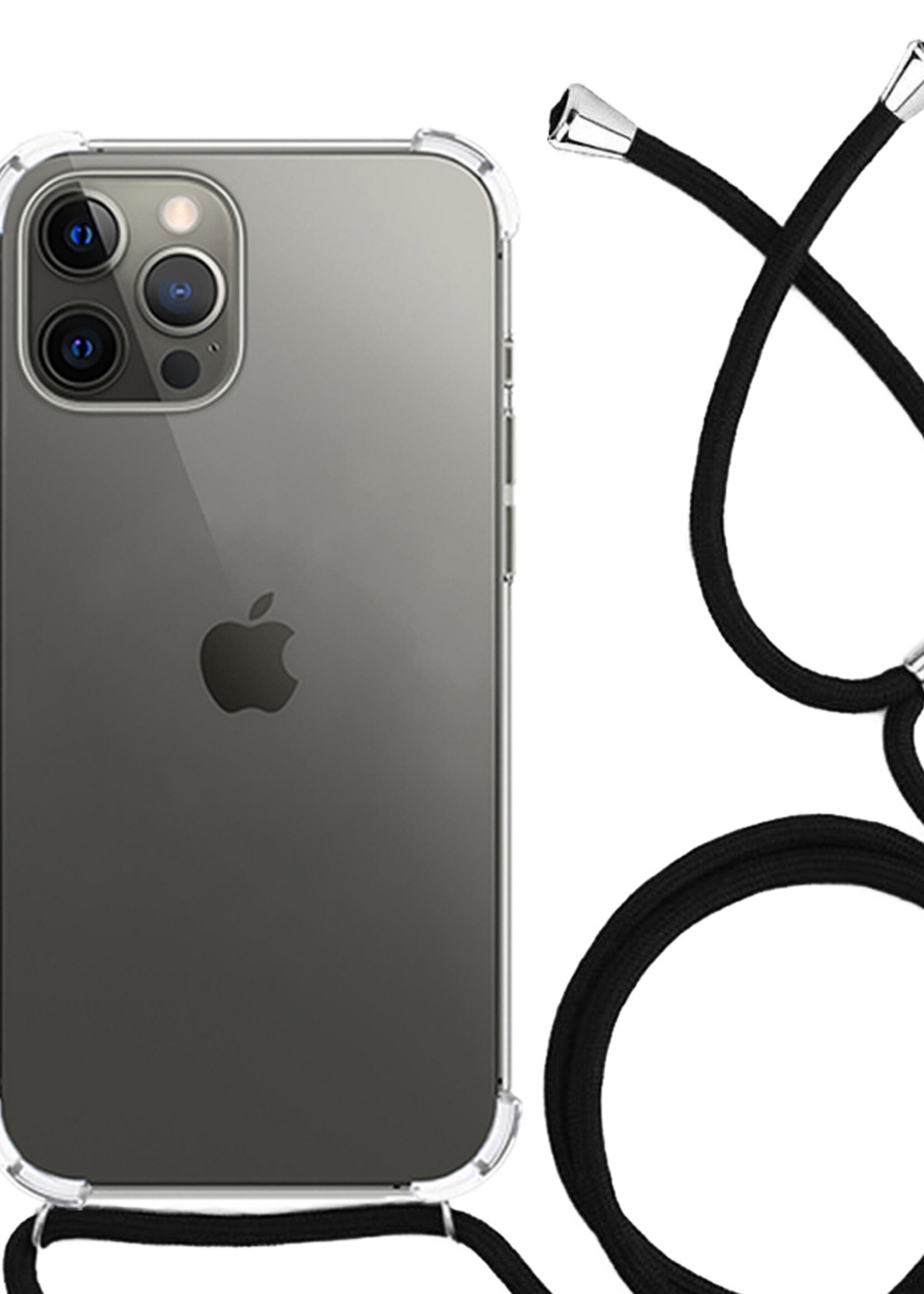 LUQ Hoesje Geschikt voor iPhone 13 Pro Hoesje Shockproof Case Siliconen Hoes Met Koord - Transparant