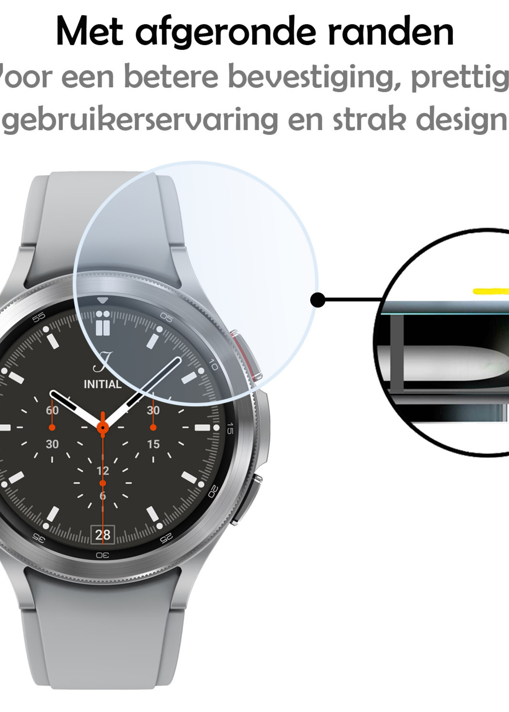 LUQ Screenprotector Geschikt voor Samsung Galaxy Watch 4 Classic 42 mm Screenprotector Bescherm Glas Screen Protector - Screenprotector Geschikt voor Samsung Watch 4 Classic (42 mm) Gehard Glas - 3 Stuks