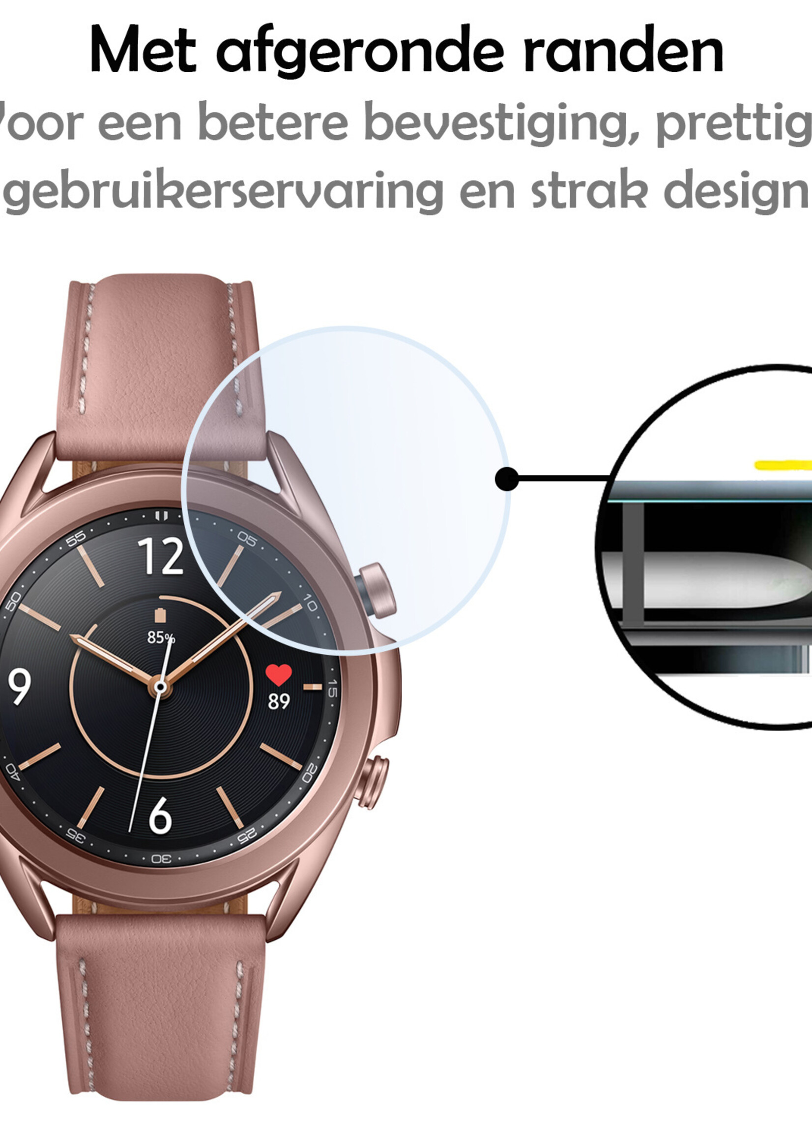 LUQ Screenprotector Geschikt voor Samsung Galaxy Watch 3 45 mm Screenprotector Bescherm Glas Screen Protector - Screenprotector Geschikt voor Samsung Watch 3 (45 mm) Gehard Glas