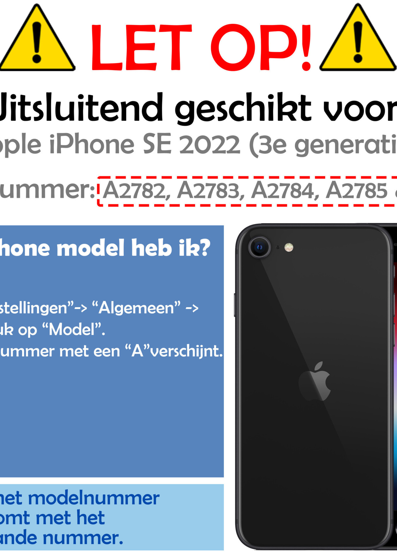 LUQ Hoesje Geschikt voor iPhone SE 2022 Hoesje Marmer Case Hard Cover - Hoes Geschikt voor iPhone SE (2022) Case Marmer Hoesje Backcover - Zwart