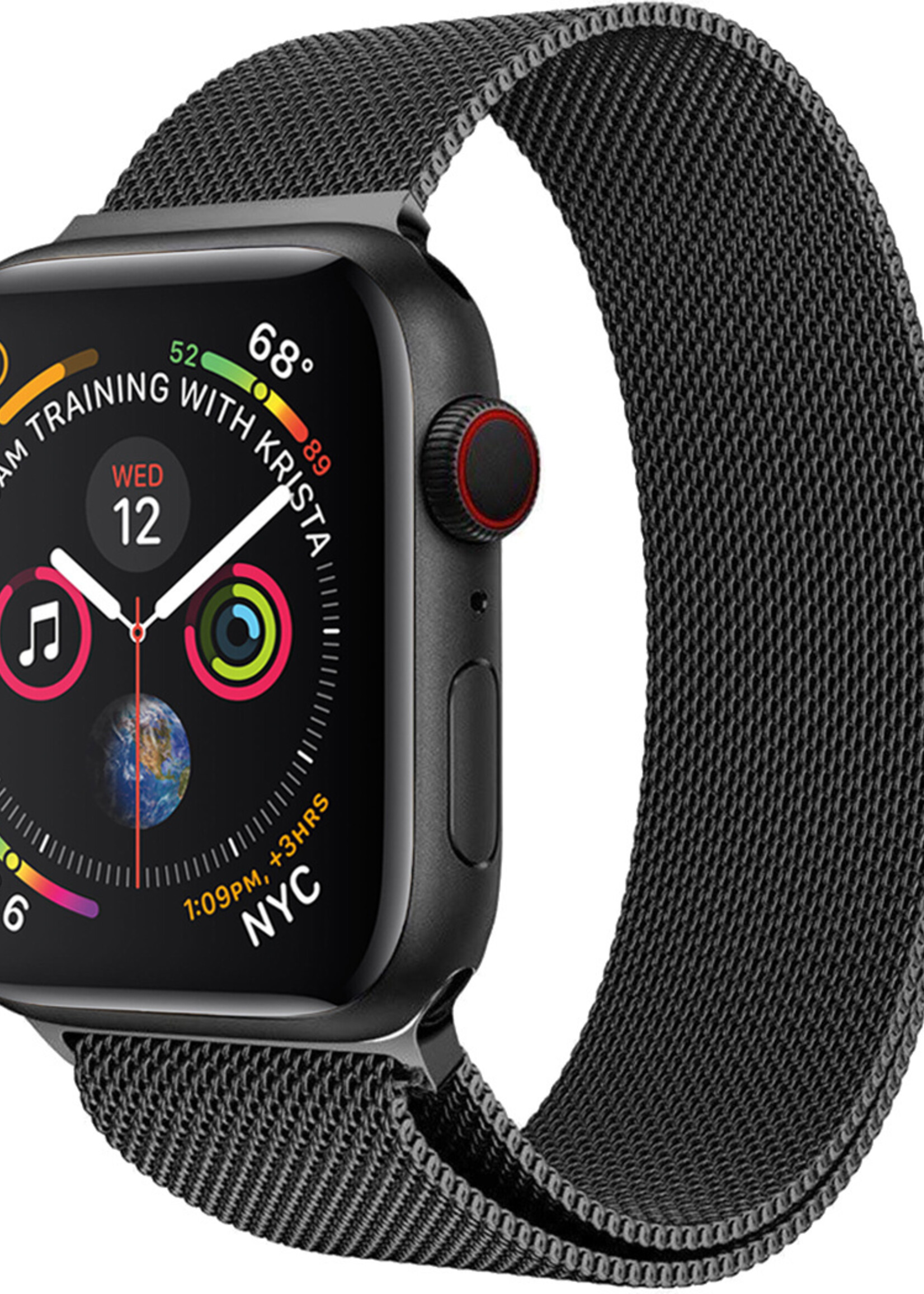 LUQ Geschikt Voor Apple Watch 7 Bandje 45 mm - Bandje Geschikt Voor Apple Watch 7 Milanees - Zwart