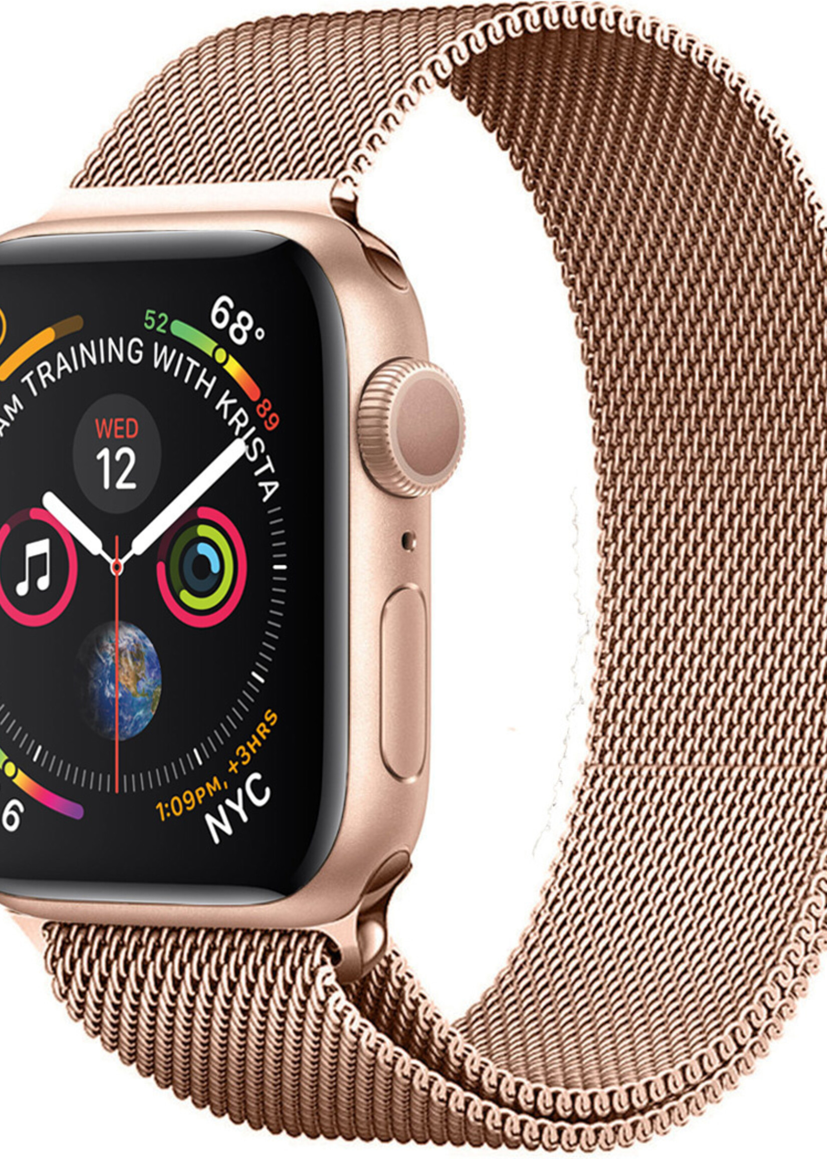 LUQ Geschikt Voor Apple Watch 7 Bandje 45 mm - Bandje Geschikt Voor Apple Watch 7 Milanees - Rose Goud