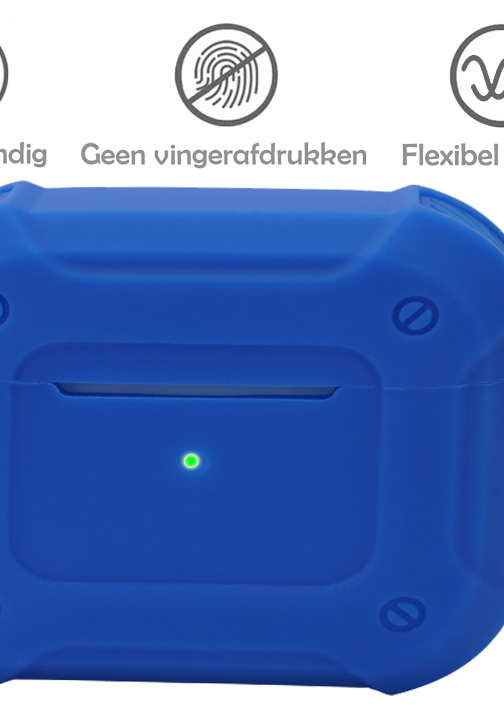 LUQ Hoesje Geschikt voor AirPods 3 Hoesje Siliconen Case Schockproof Met Karabijnhaak - Hoes Geschikt voor Apple AirPods 3 Case Hoesje - Donkerblauw