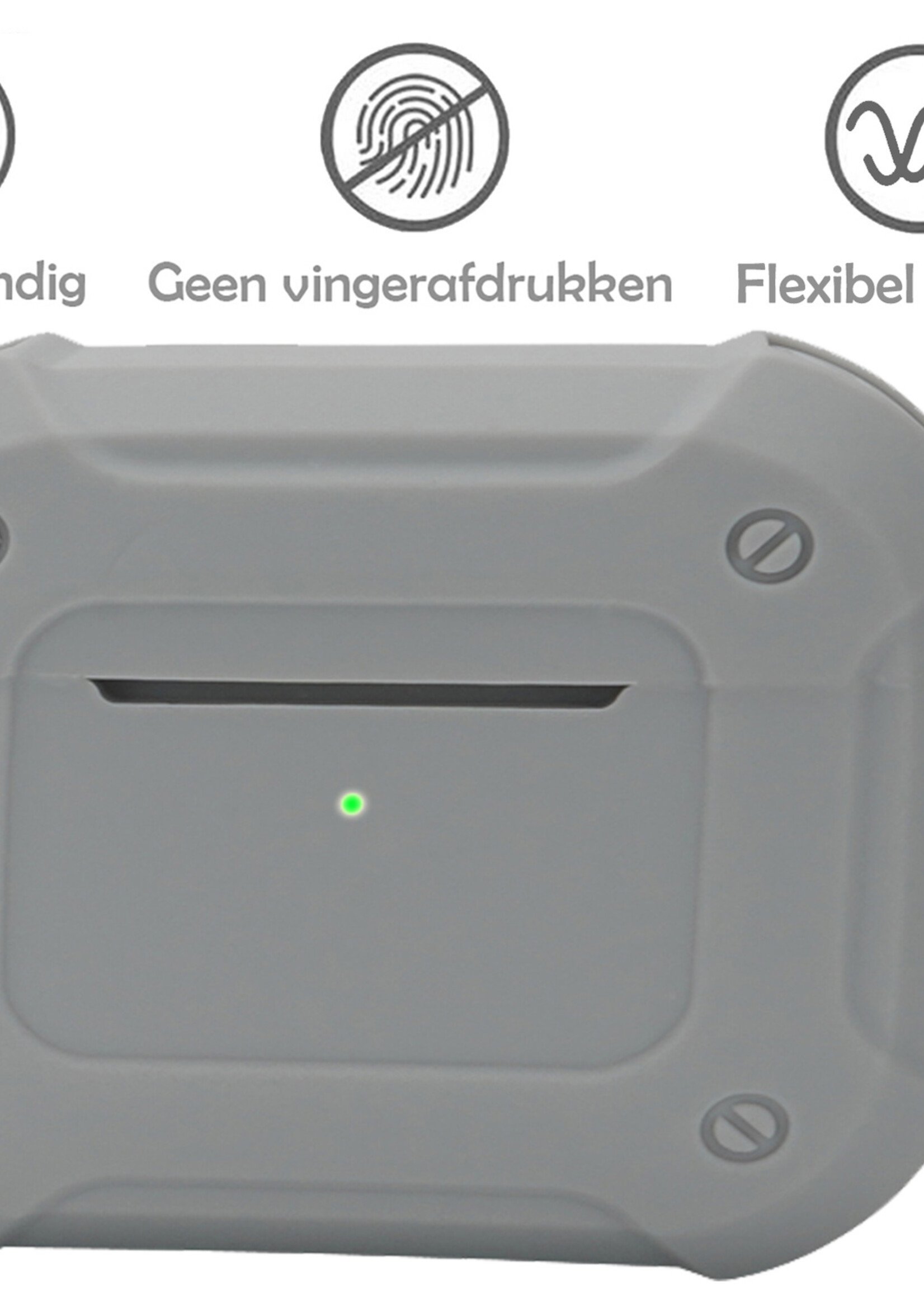 LUQ Hoesje Geschikt voor AirPods 3 Hoesje Siliconen Case Schockproof Met Karabijnhaak - Hoes Geschikt voor Apple AirPods 3 Case Hoesje - Grijs