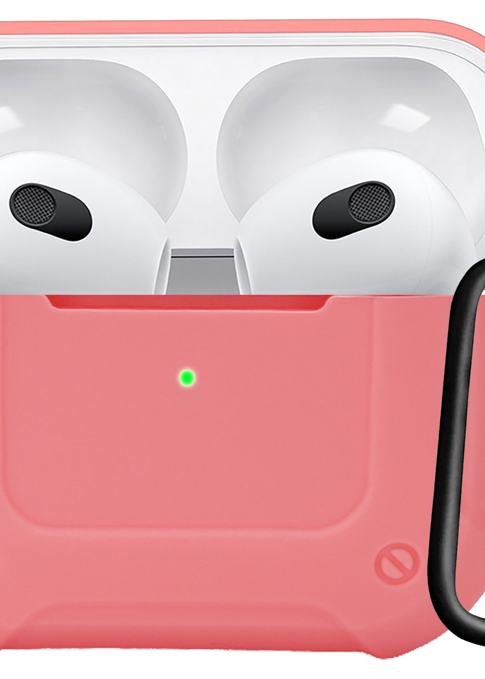 LUQ Hoesje Geschikt voor AirPods 3 Hoesje Siliconen Case Schockproof Met Karabijnhaak - Hoes Geschikt voor Apple AirPods 3 Case Hoesje - Roze