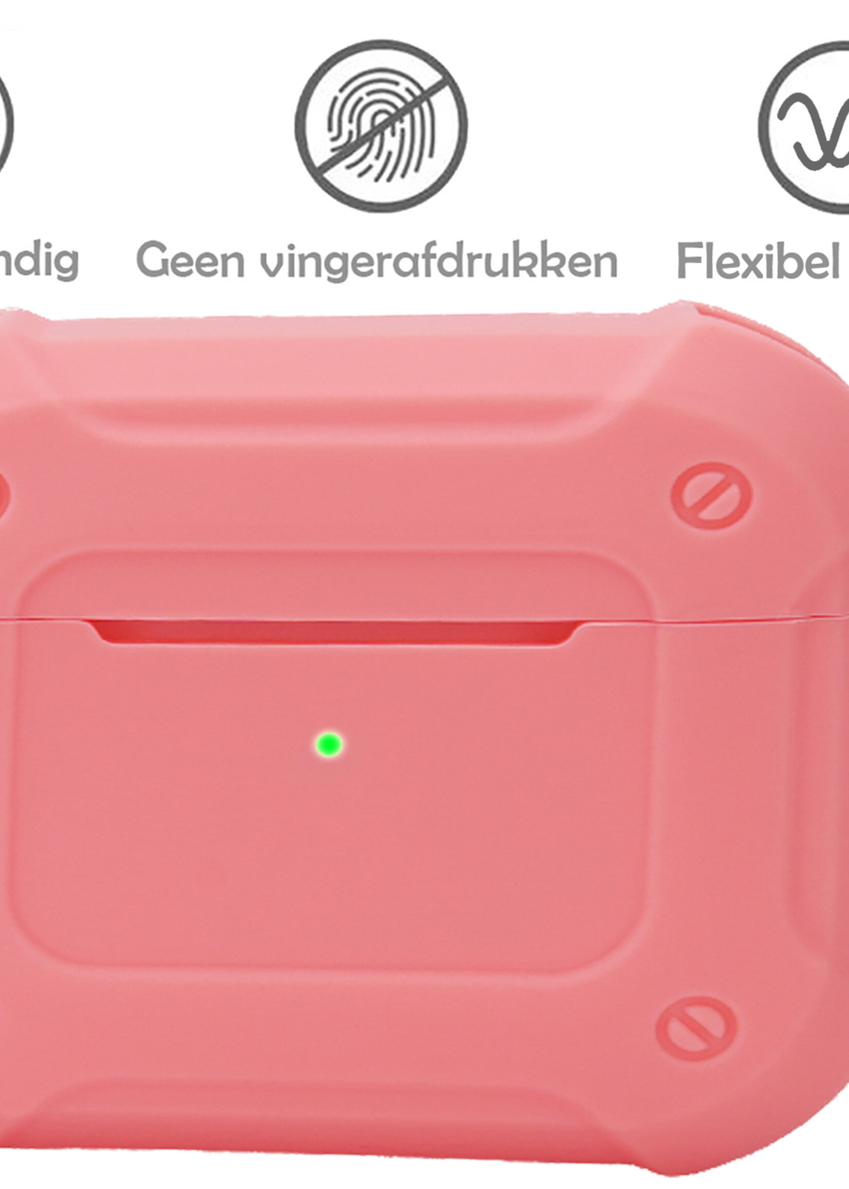 LUQ Hoesje Geschikt voor AirPods 3 Hoesje Siliconen Case Schockproof Met Karabijnhaak - Hoes Geschikt voor Apple AirPods 3 Case Hoesje - Roze