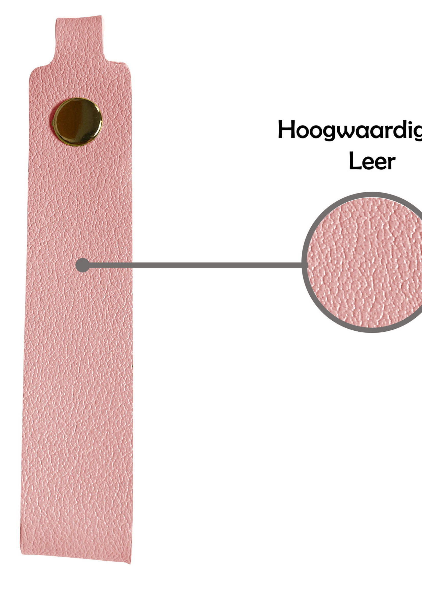 LUQ Sleutelhanger Leer met Sleutelring Sleutelhanger Auto Sleutelhanger Leer Dun - Lichtroze