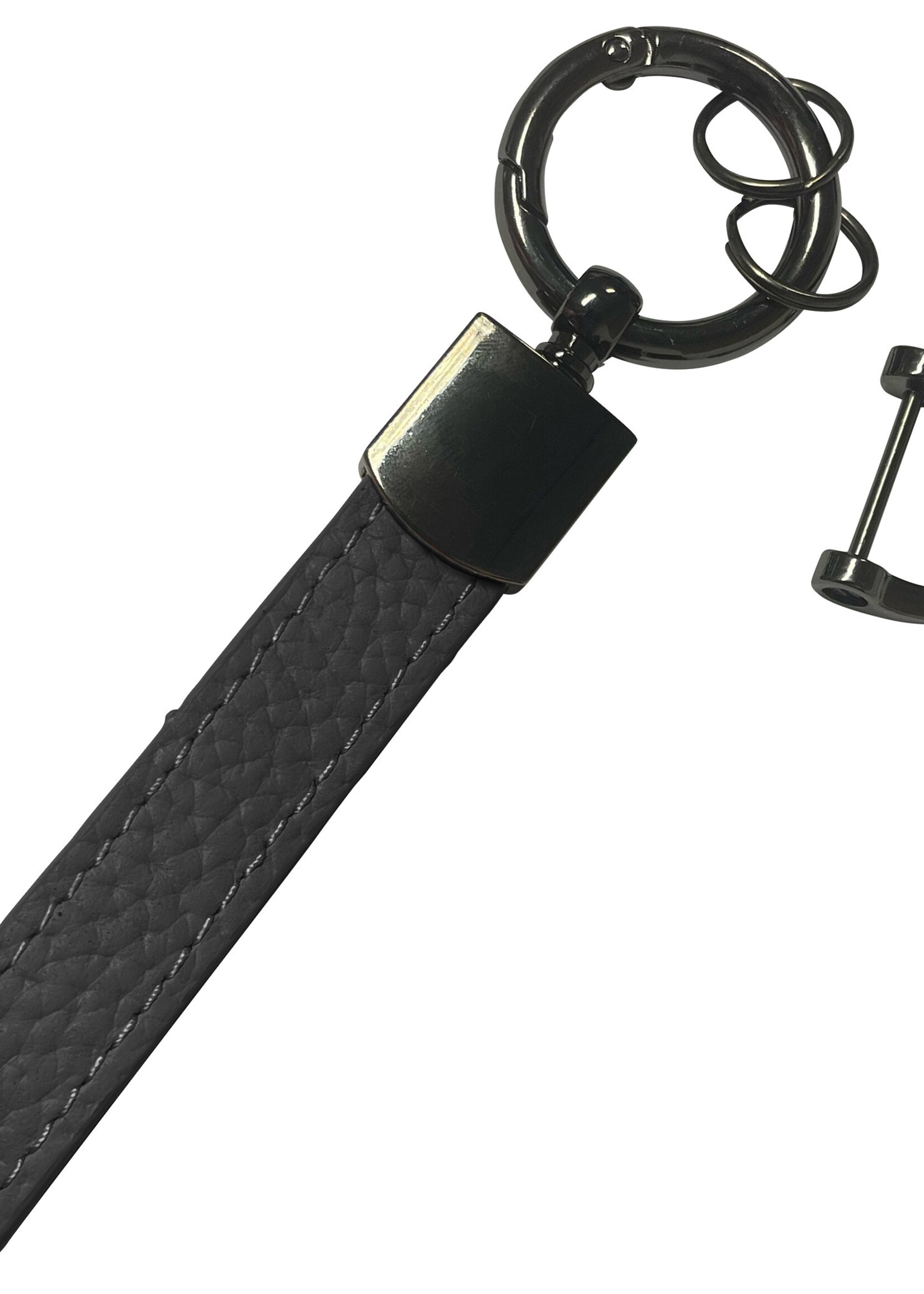 LUQ Sleutelhanger Leer met Met Sleutelhanger Ringen Sleutelhanger Auto Dik Leer Sleutelhanger - Zwart