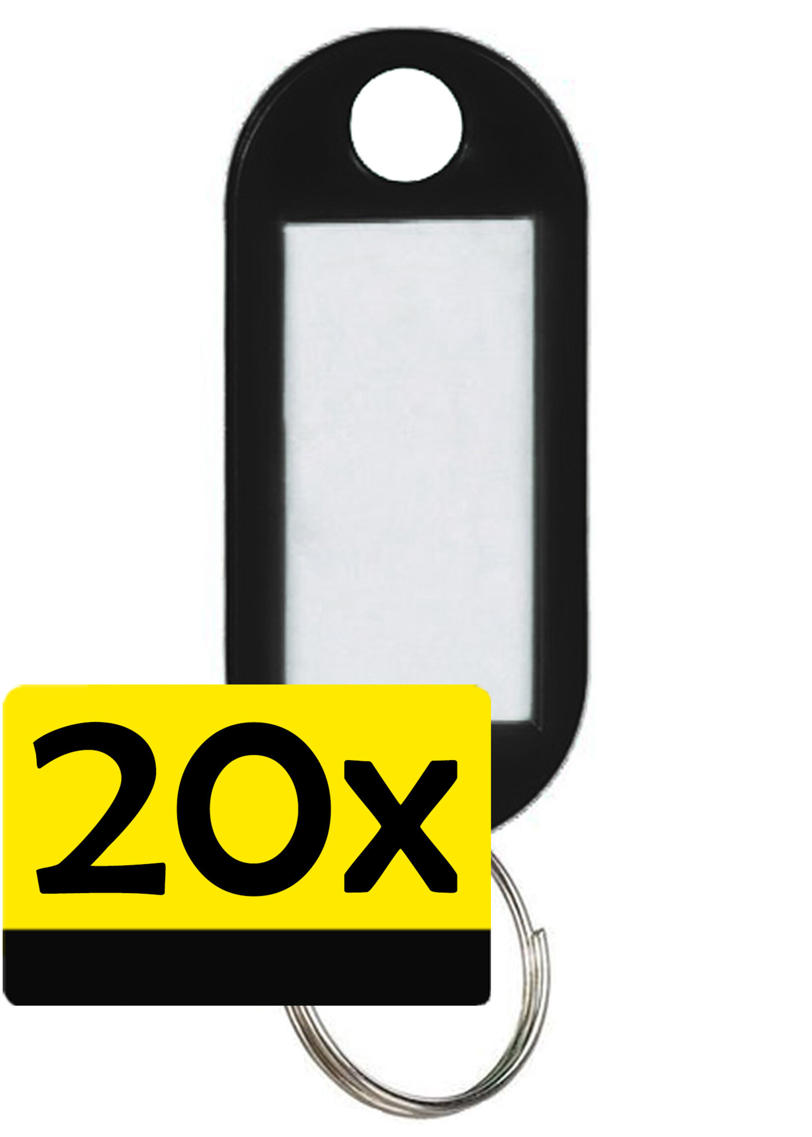 LUQ Sleutellabels Label Sleutel Sleutelhanger Gekleurde Bagagelabel Sleutelhanger Reislabel - Zwart - 20 Stuks