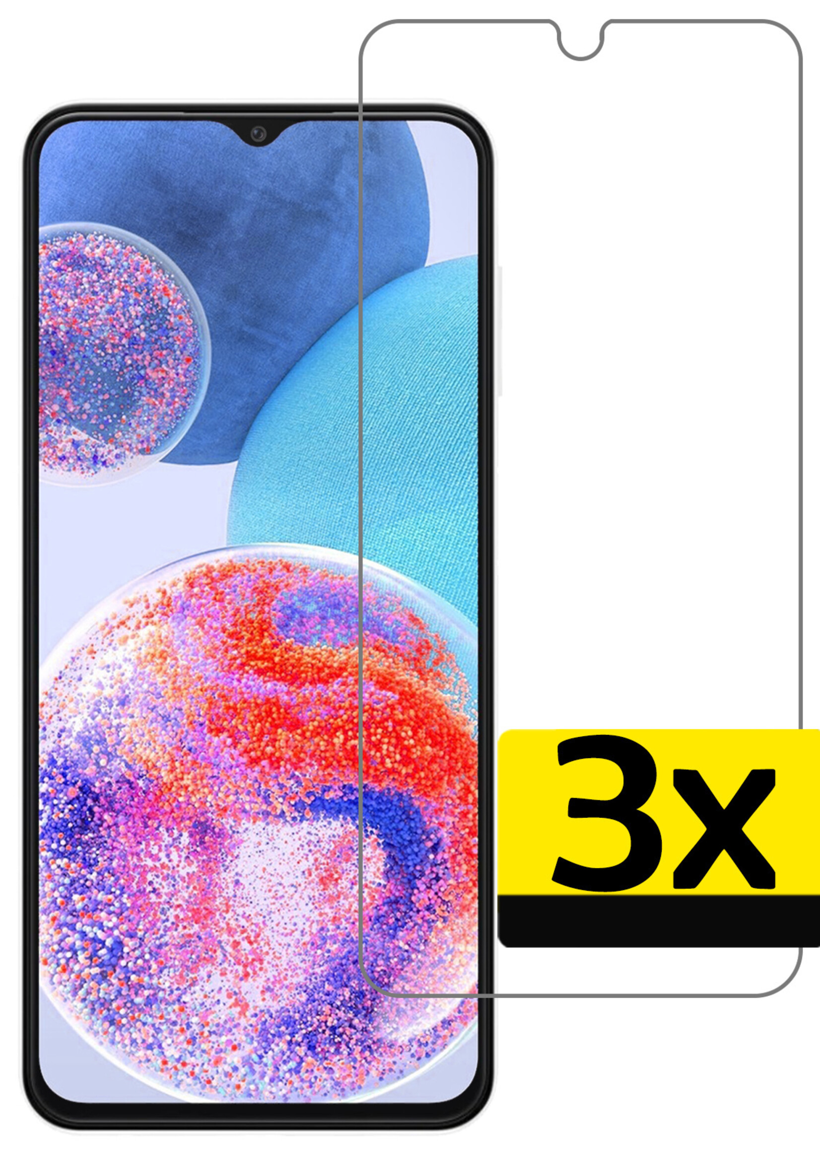 LUQ Screenprotector Geschikt voor Samsung A23 Screenprotector Beschermglas Gehard Glas - Screenprotector Geschikt voor Samsung Galaxy A23 Screenprotector Glas - 3 Stuks
