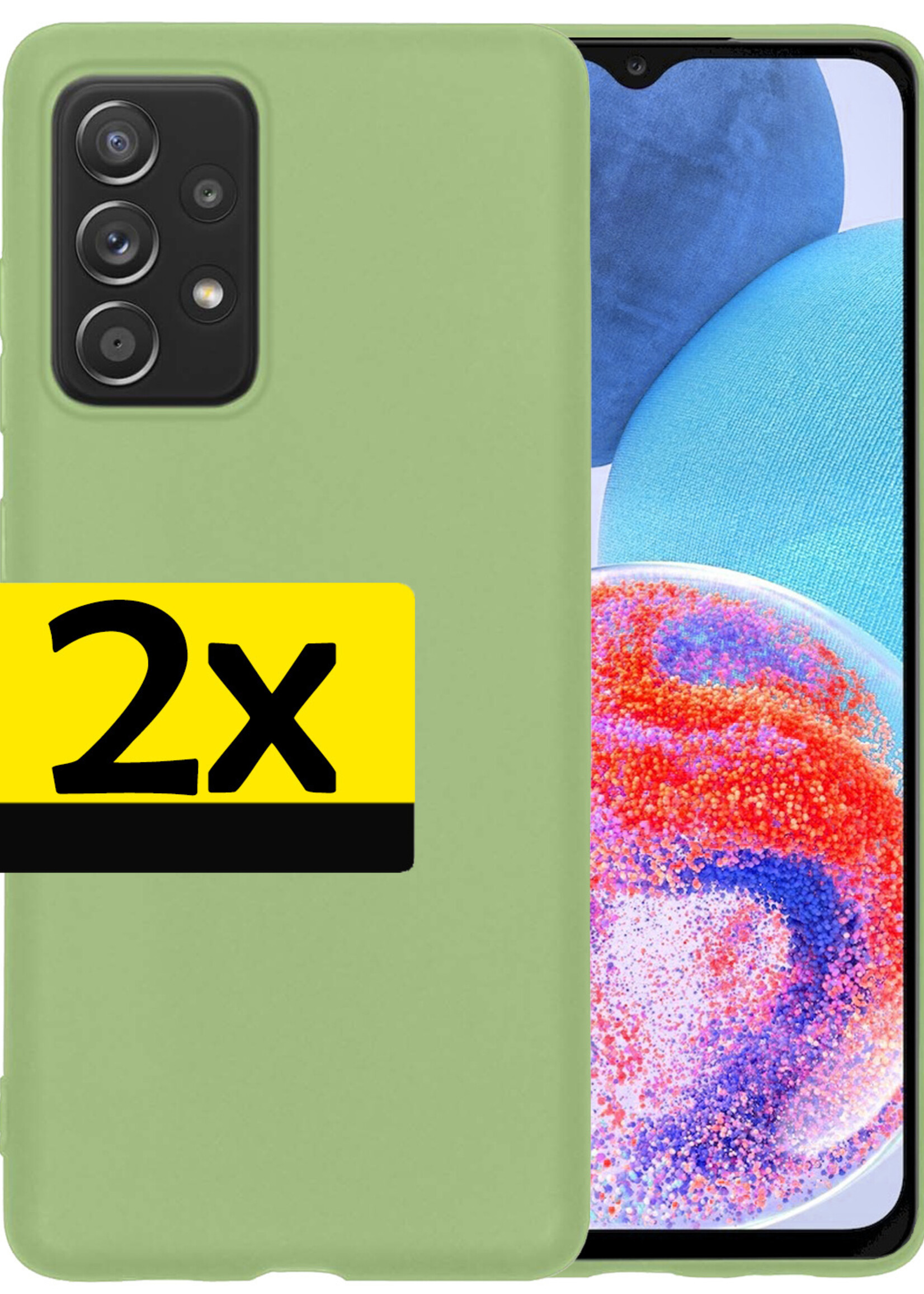 LUQ Hoesje Geschikt voor Samsung A23 Hoesje Siliconen Case - Hoes Geschikt voor Samsung Galaxy A23 Hoes Siliconen - Groen - 2 Stuks