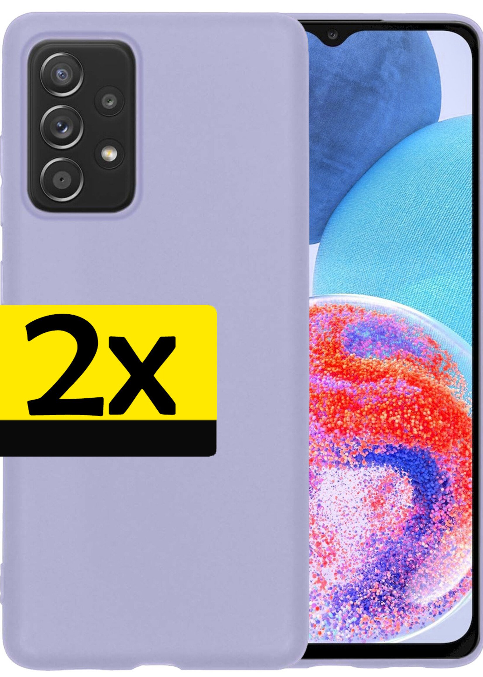 LUQ Hoesje Geschikt voor Samsung A23 Hoesje Siliconen Case - Hoes Geschikt voor Samsung Galaxy A23 Hoes Siliconen - Lila - 2 Stuks