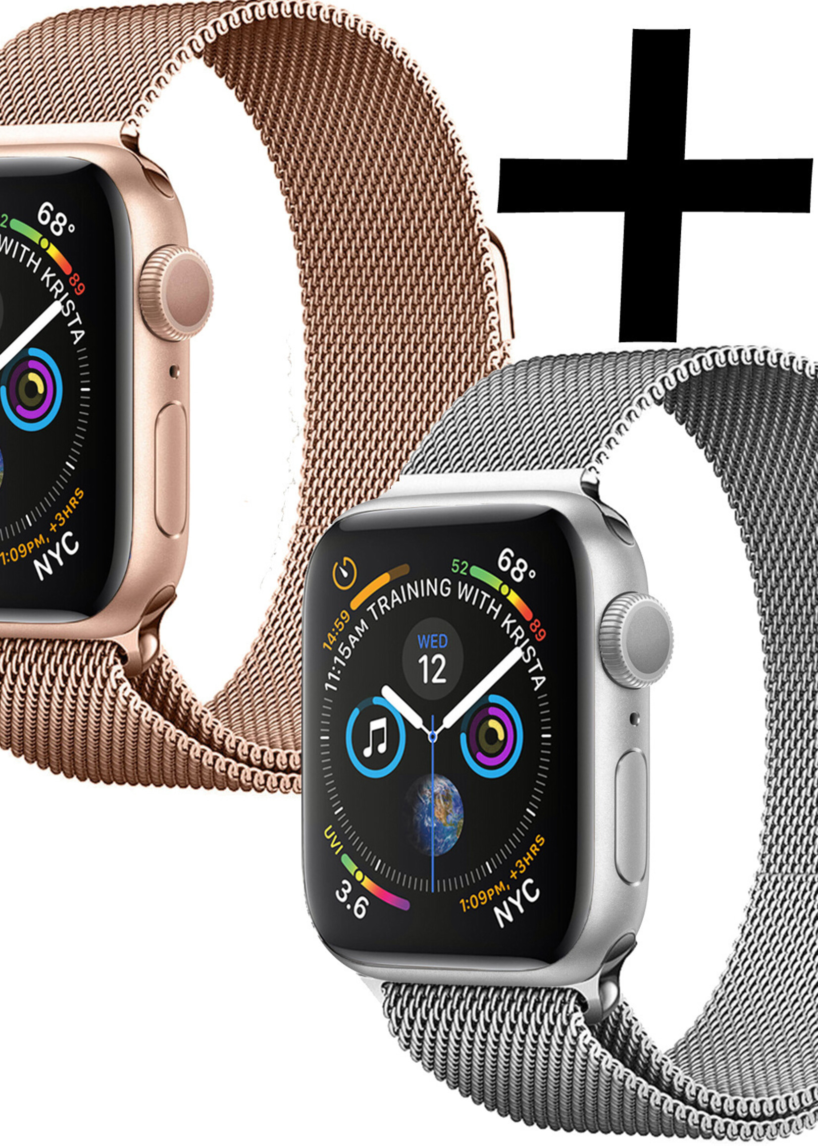 LUQ Geschikt Voor Apple Watch 8 Bandje 41 mm - Bandje Geschikt Voor Apple Watch 8 Milanees - Zilver X Rose Goud