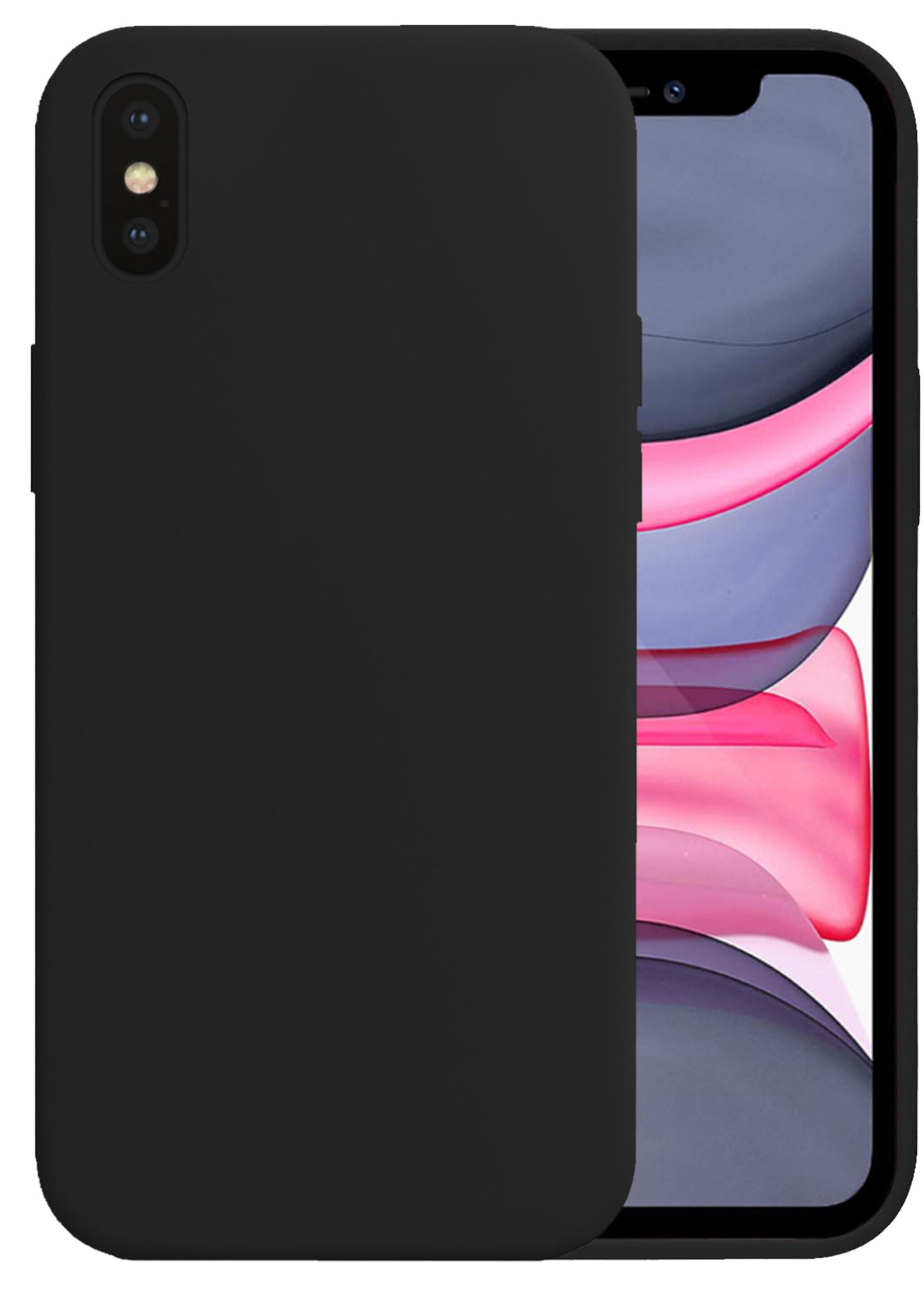 LUQ Hoesje Geschikt voor iPhone X Hoesje Siliconen Case - Hoes Geschikt voor iPhone X Hoes Siliconen - Zwart