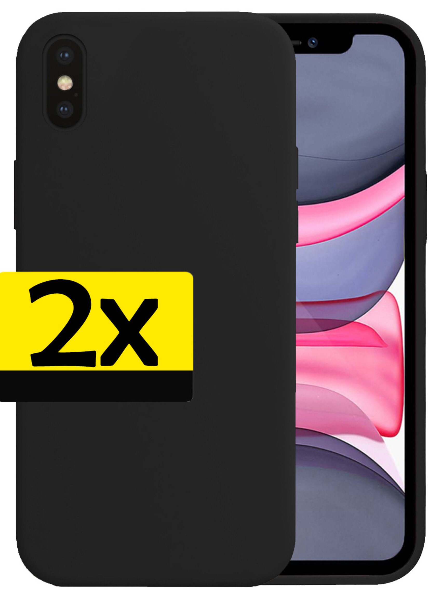 LUQ Hoesje Geschikt voor iPhone Xs Max Hoesje Siliconen Case - Hoes Geschikt voor iPhone Xs Max Hoes Siliconen - Zwart - 2 Stuks