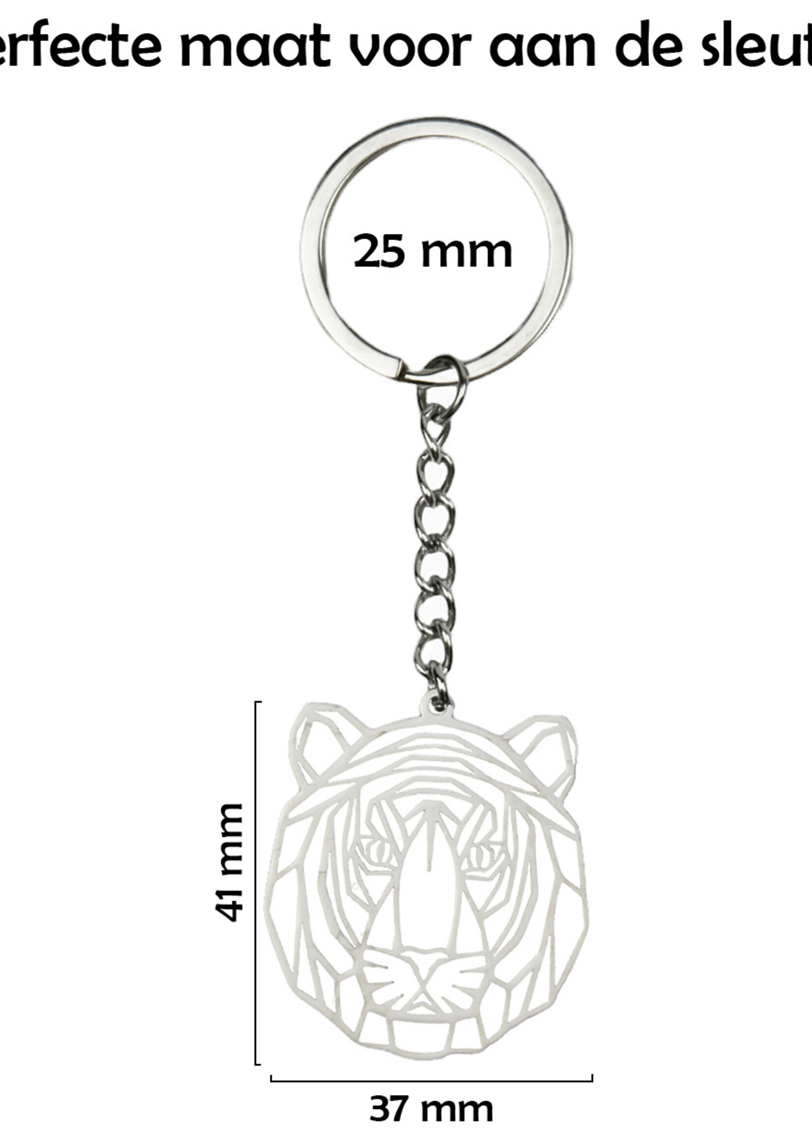 LUQ Sleutelhanger Geometrisch Metalen Sleutelhanger Patroon Sleutelhanger - Tijger