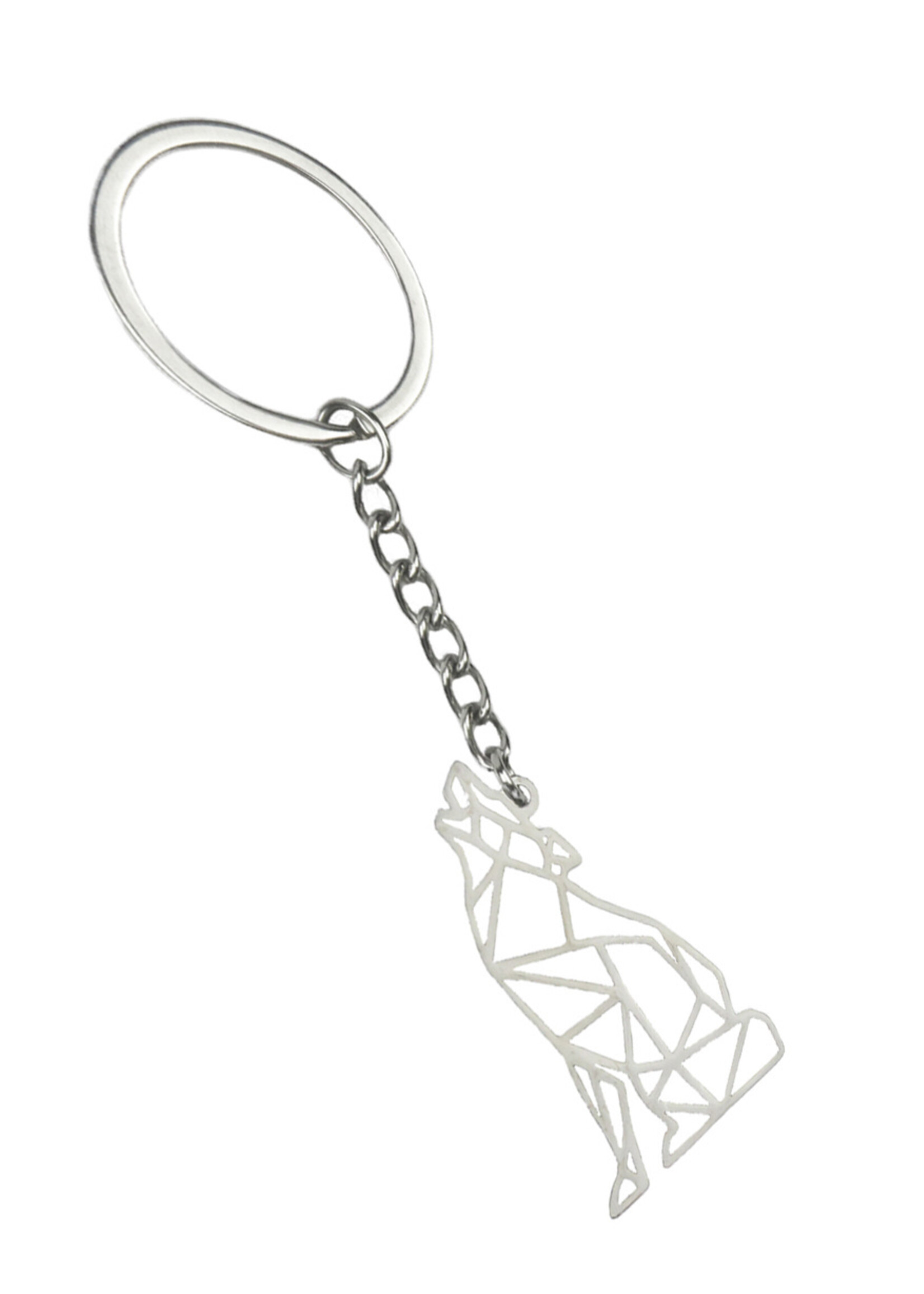 LUQ Sleutelhanger Geometrisch Metalen Sleutelhanger Patroon Sleutelhanger - Wolf