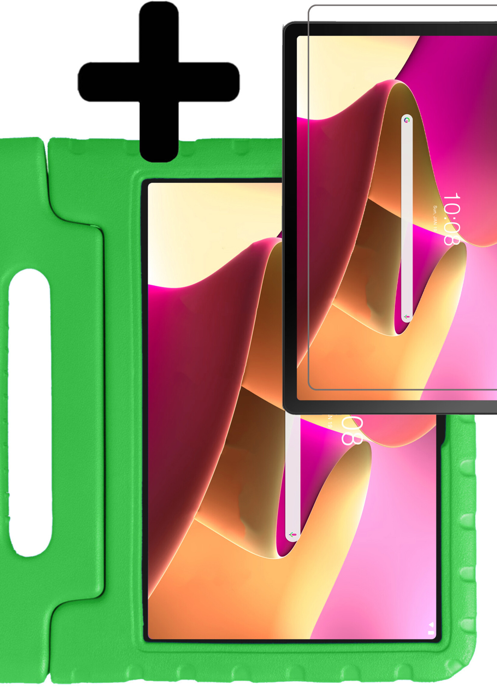 LUQ Hoes Geschikt voor Lenovo Tab M10 Plus 3rd Gen Hoes Kinder Hoesje Kids Case Kinderhoes Shockproof Met Screenprotector - Hoesje Geschikt voor Lenovo Tab M10 Plus (3e Gen) Hoesje Kidscase - Groen
