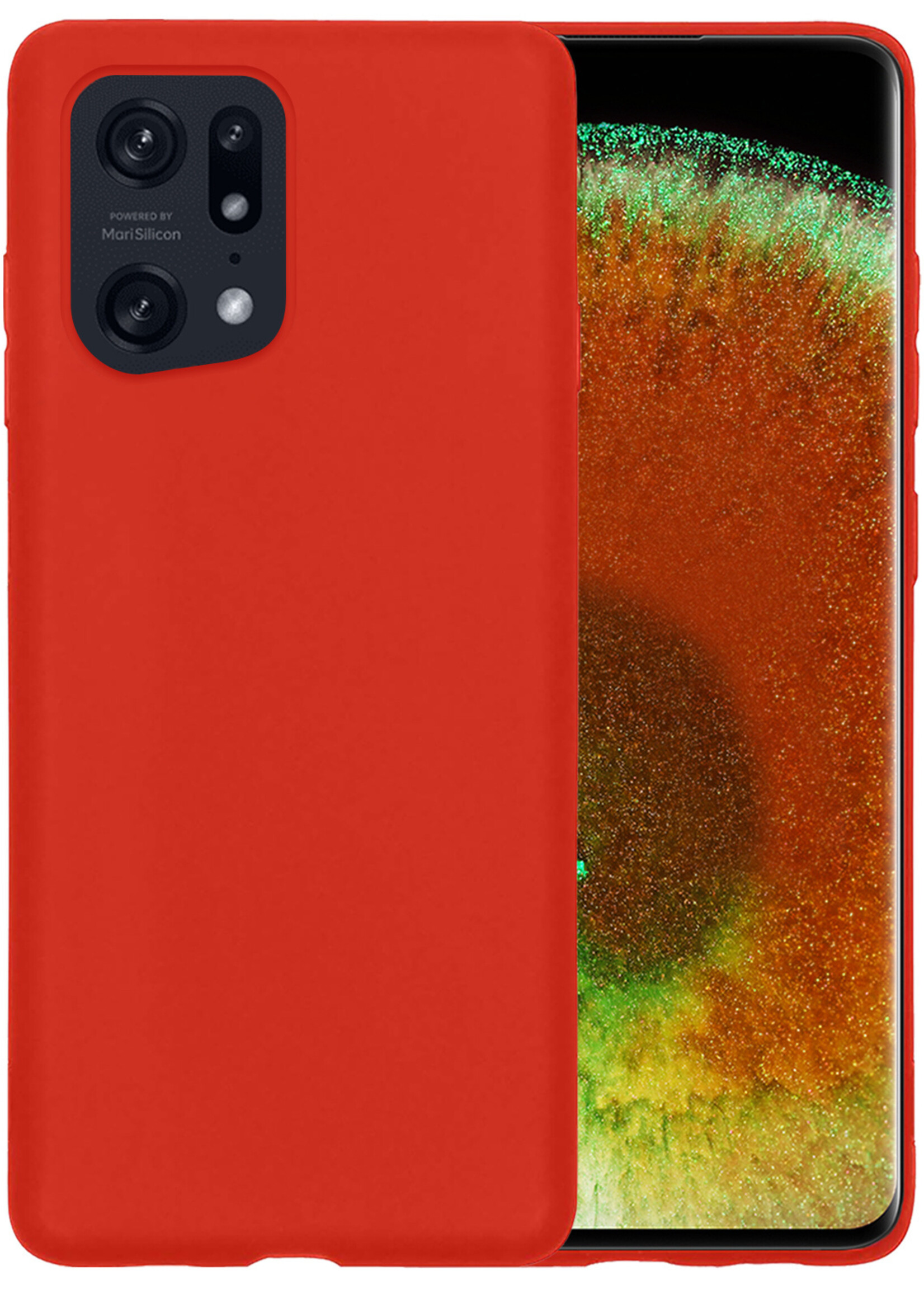 LUQ Hoesje Geschikt voor OPPO Find X5 Hoesje Siliconen Case - Hoes Geschikt voor OPPO X5 Hoes Siliconen - Rood