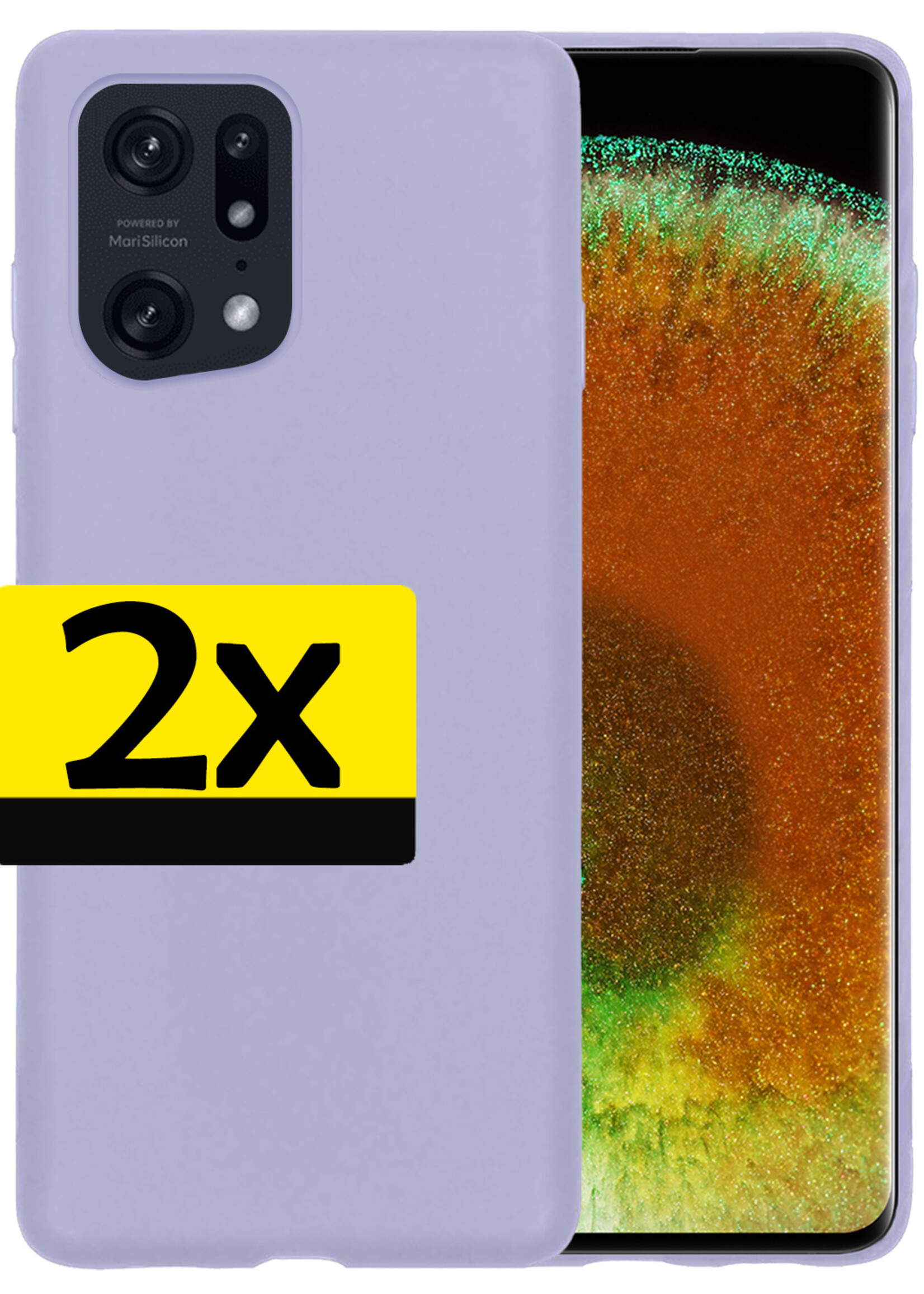 LUQ Hoesje Geschikt voor OPPO Find X5 Hoesje Siliconen Case - Hoes Geschikt voor OPPO X5 Hoes Siliconen - Lila - 2 Stuks