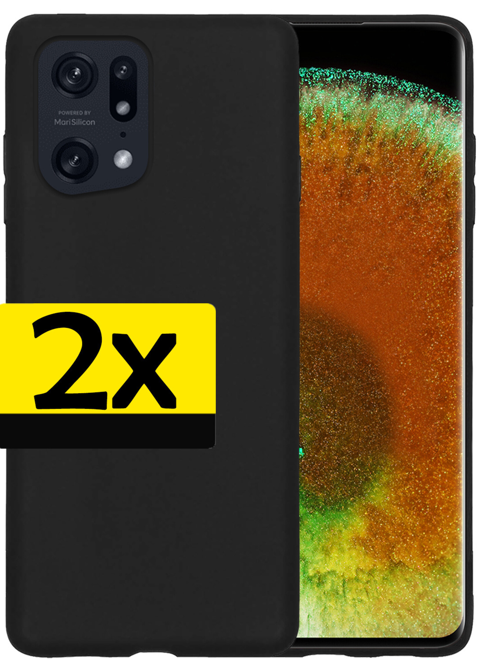 LUQ Hoesje Geschikt voor OPPO Find X5 Hoesje Siliconen Case - Hoes Geschikt voor OPPO X5 Hoes Siliconen - Zwart - 2 Stuks