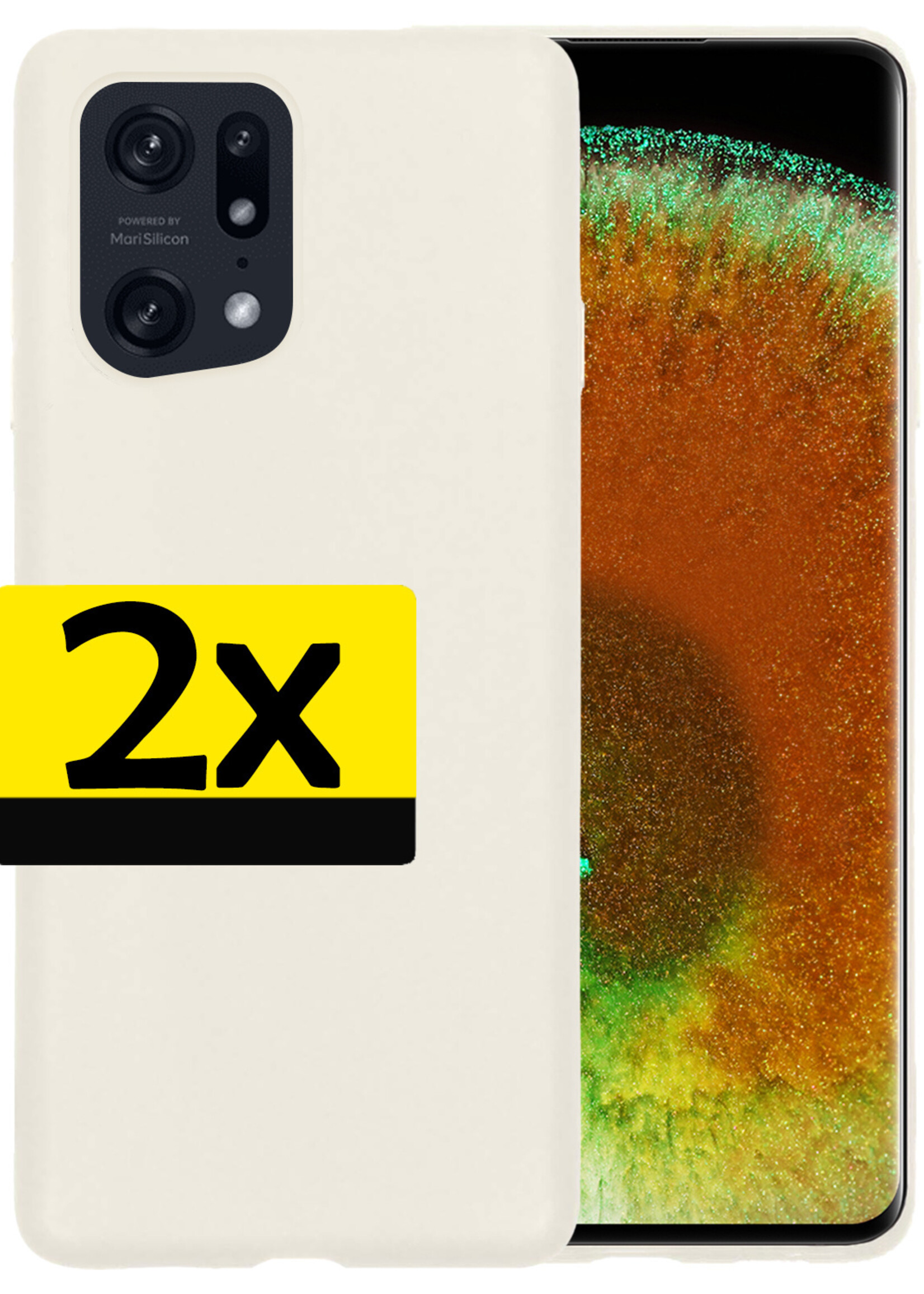 LUQ Hoesje Geschikt voor OPPO Find X5 Pro Hoesje Siliconen Case - Hoes Geschikt voor OPPO X5 Pro Hoes Siliconen - Wit - 2 Stuks