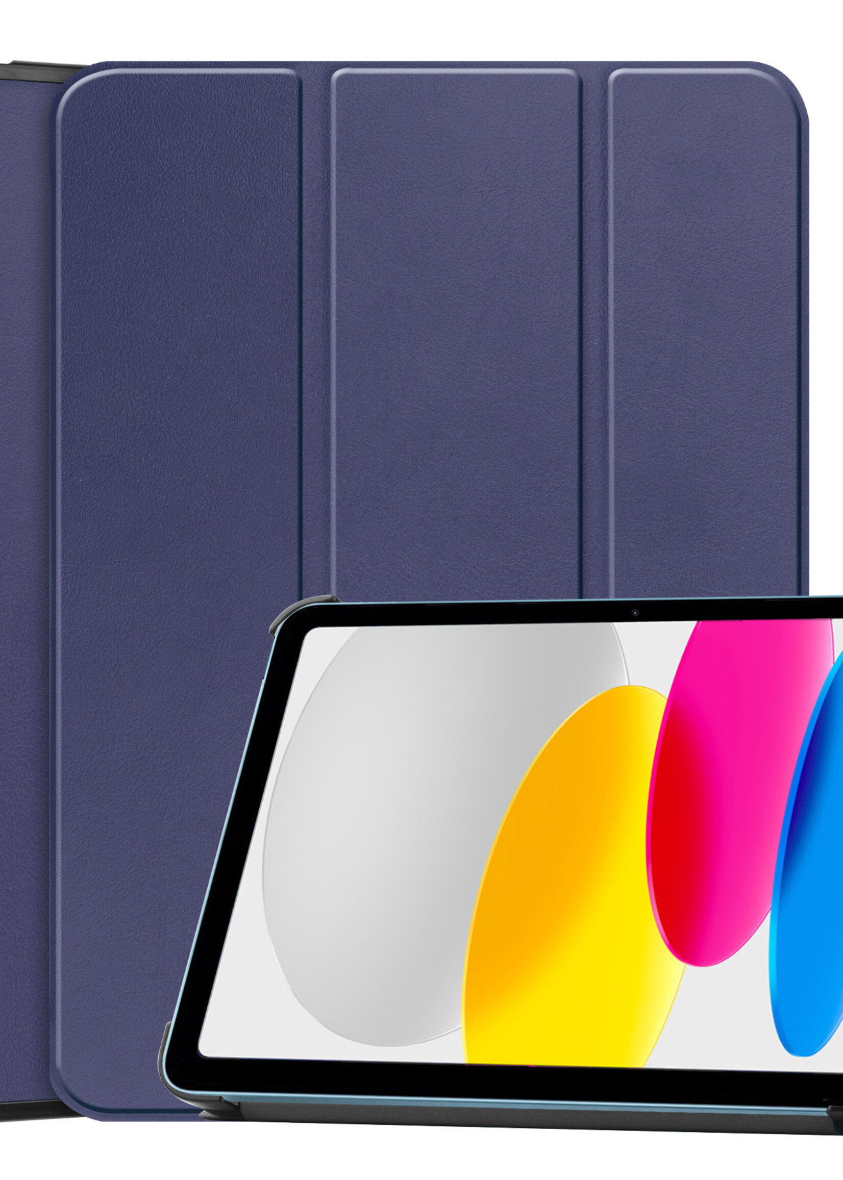 LUQ Hoes Geschikt voor iPad 2022 Hoes Luxe Hoesje Book Case - Hoesje Geschikt voor iPad 10 Hoes Cover - Donkerblauw