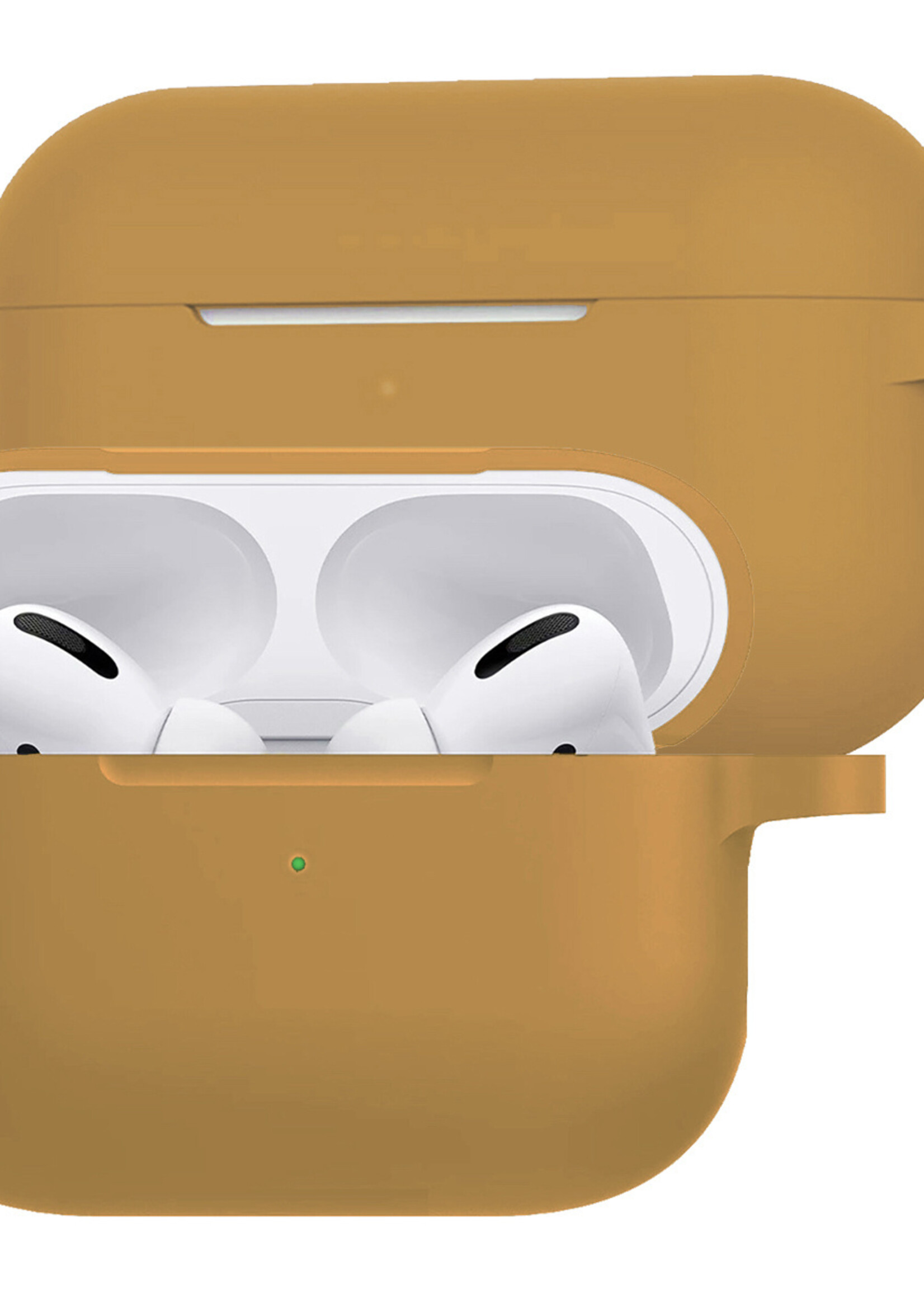 LUQ Hoesje Geschikt voor Airpods Pro Hoesje Siliconen Case - Hoes Geschikt voor Apple Airpods Pro Case Hoesje - Cognac