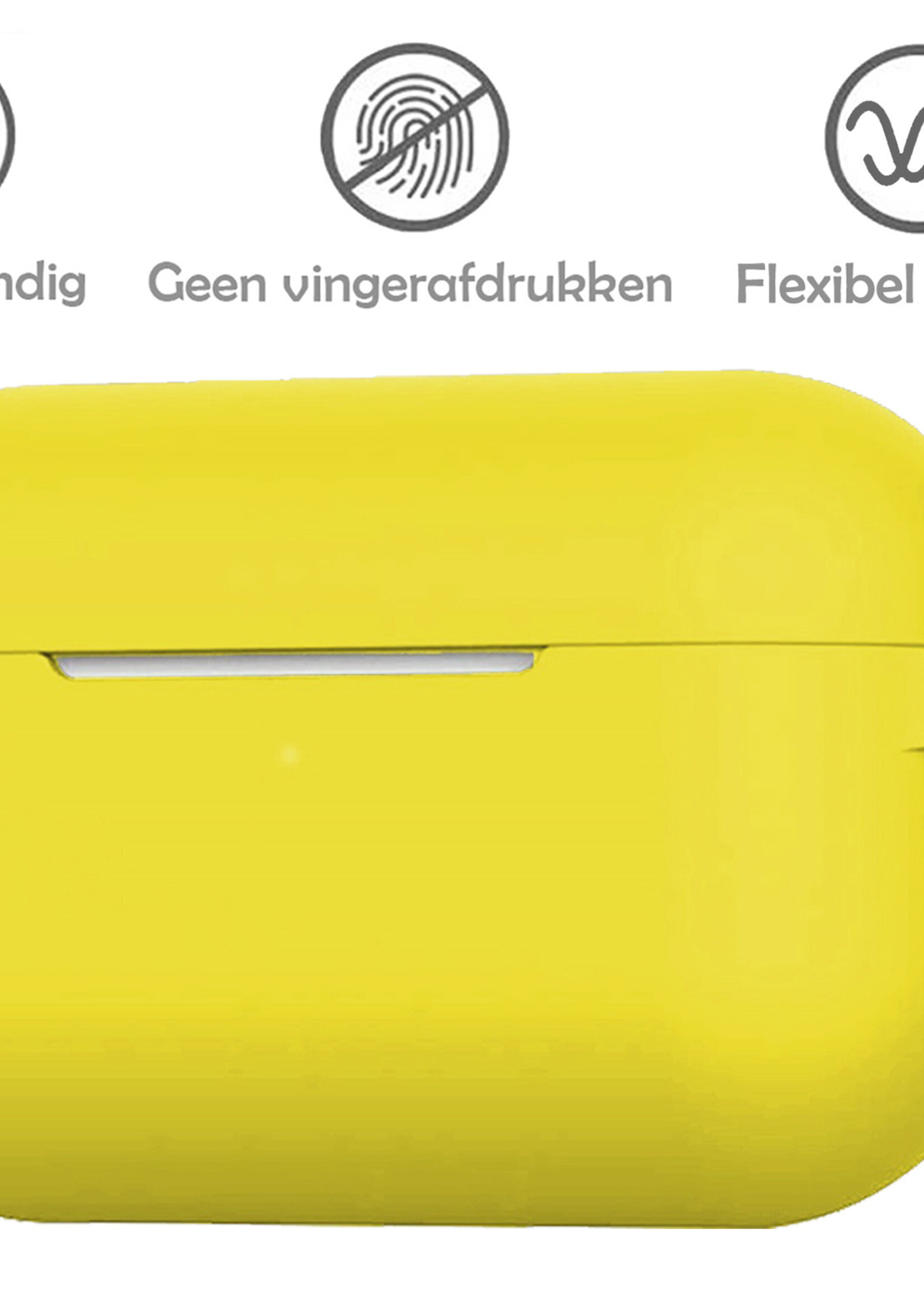 LUQ Hoesje Geschikt voor Airpods Pro Hoesje Siliconen Case - Hoes Geschikt voor Apple Airpods Pro Case Hoesje - Geel