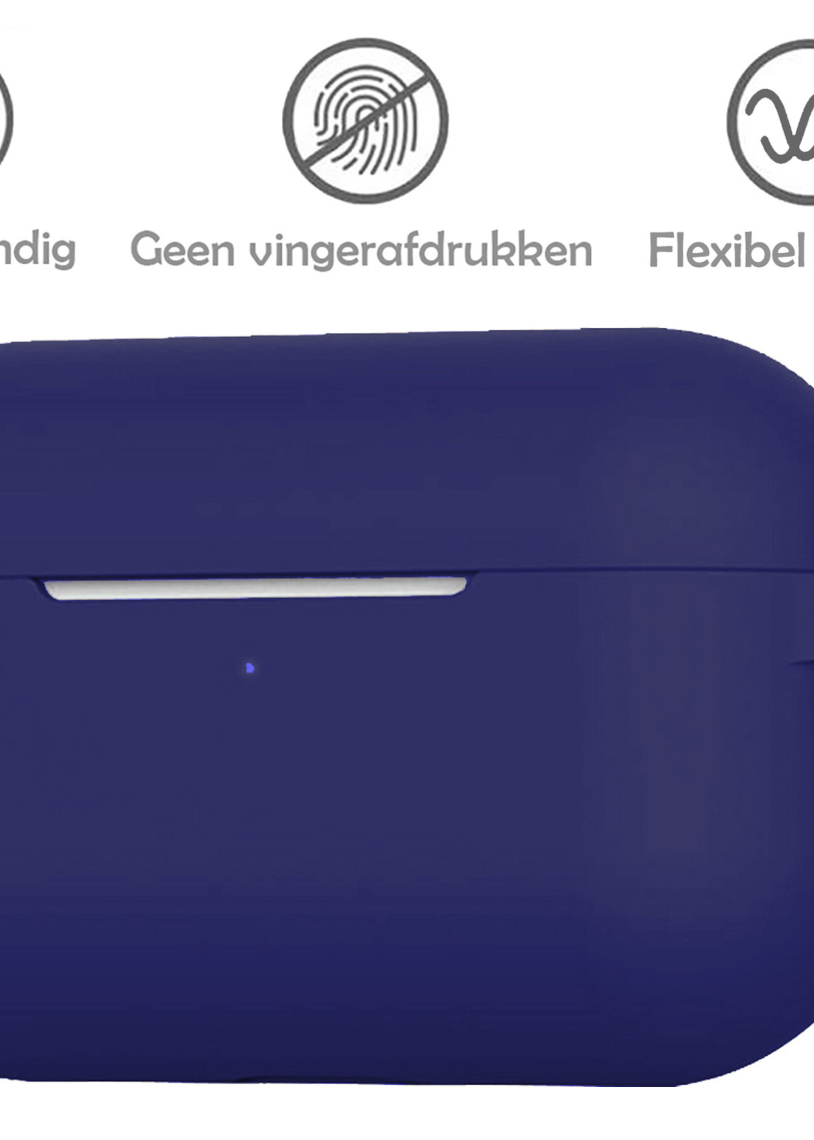 LUQ Hoesje Geschikt voor Airpods Pro Hoesje Siliconen Case - Hoes Geschikt voor Apple Airpods Pro Case Hoesje - Grijsblauw