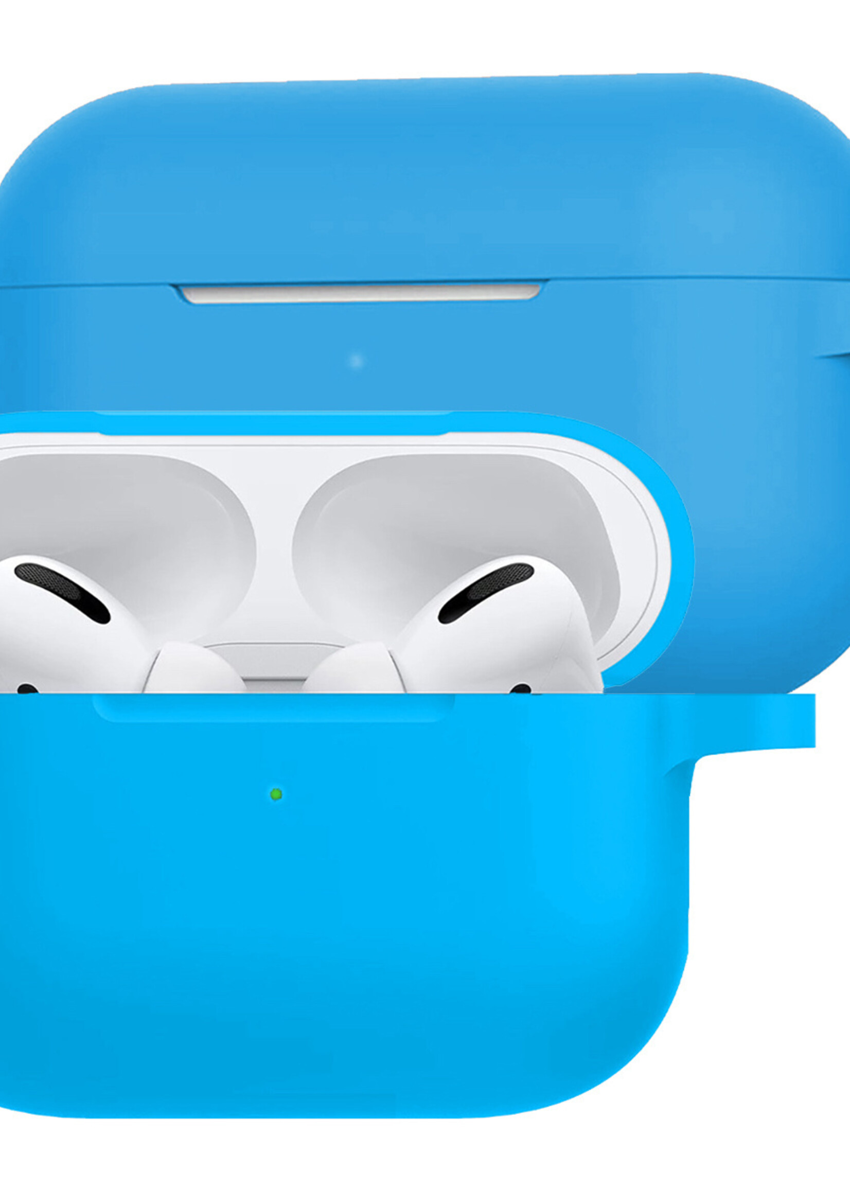 LUQ Hoesje Geschikt voor Airpods Pro Hoesje Siliconen Case - Hoes Geschikt voor Apple Airpods Pro Case Hoesje - Lichtblauw