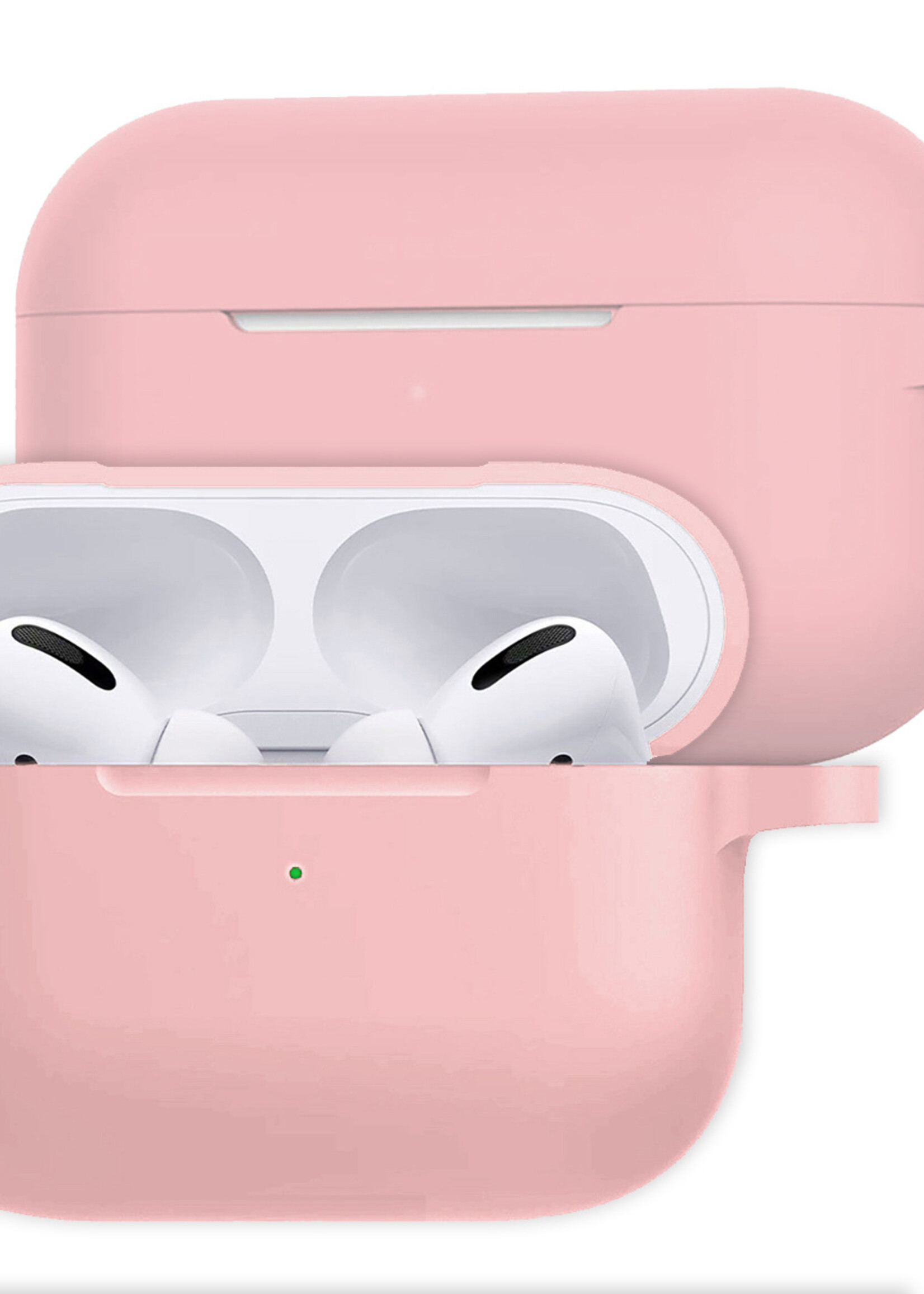 LUQ Hoesje Geschikt voor Airpods Pro Hoesje Siliconen Case - Hoes Geschikt voor Apple Airpods Pro Case Hoesje - Lichtroze