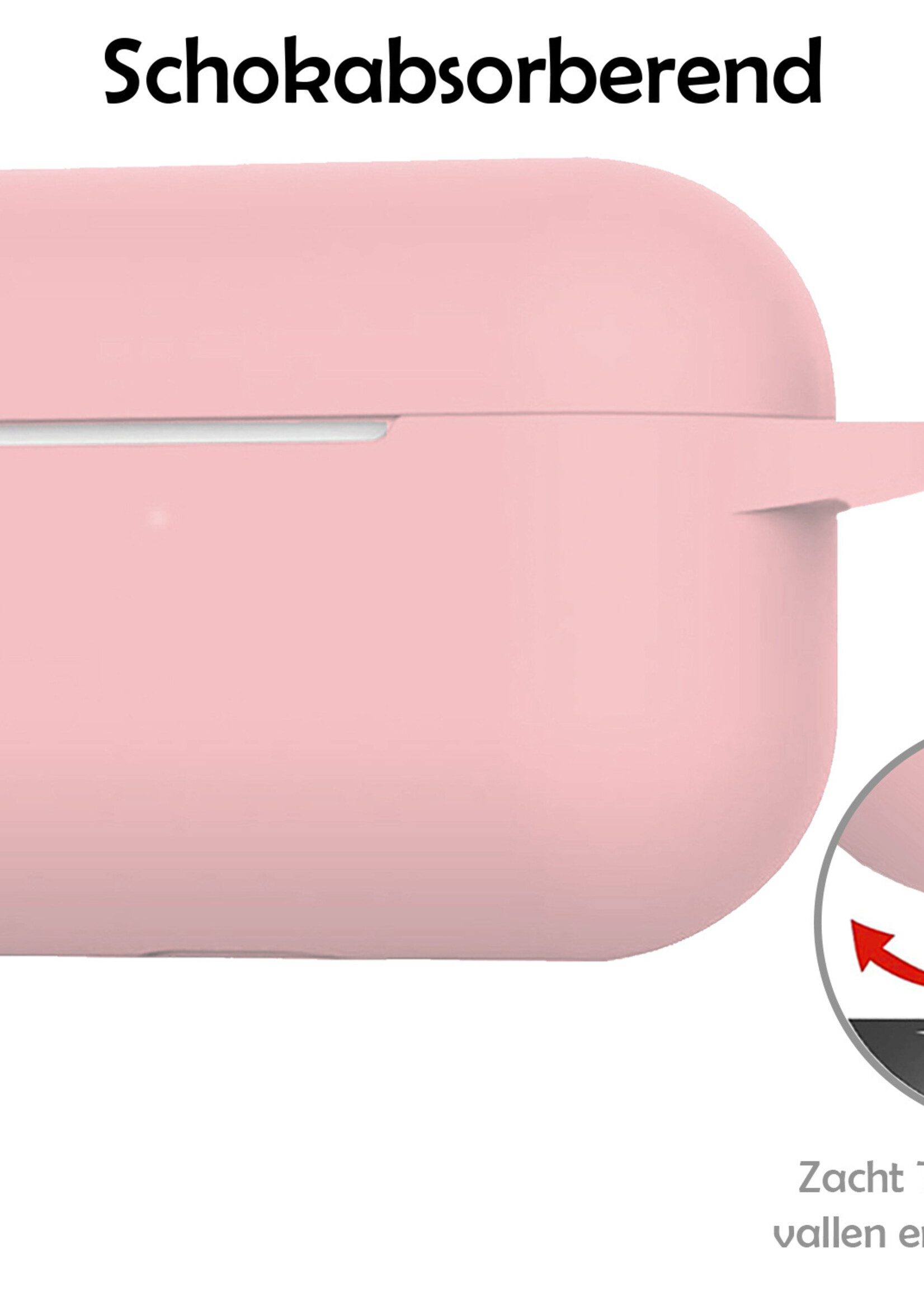 LUQ Hoesje Geschikt voor AirPods Pro 2 Hoesje Siliconen Case - Hoes Geschikt voor Apple AirPods Pro 2 Case Hoesje - Lichtroze