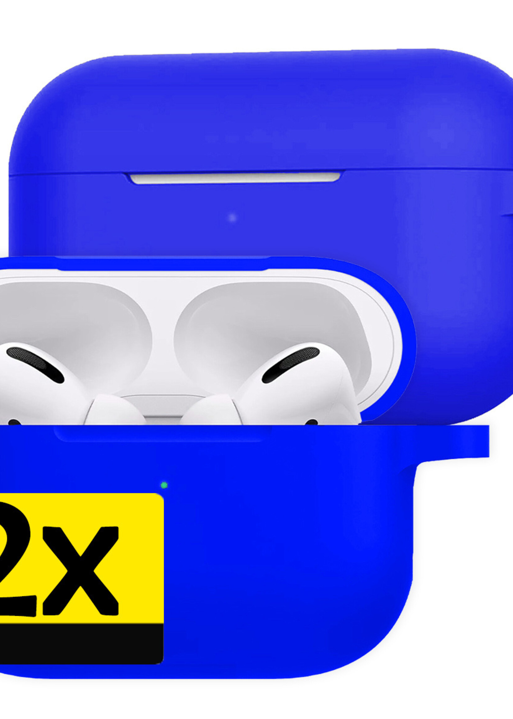 LUQ Hoesje Geschikt voor AirPods Pro 2 Hoesje Siliconen Case - Hoes Geschikt voor Apple AirPods Pro 2 Case Hoesje - Blauw - 2 Stuks