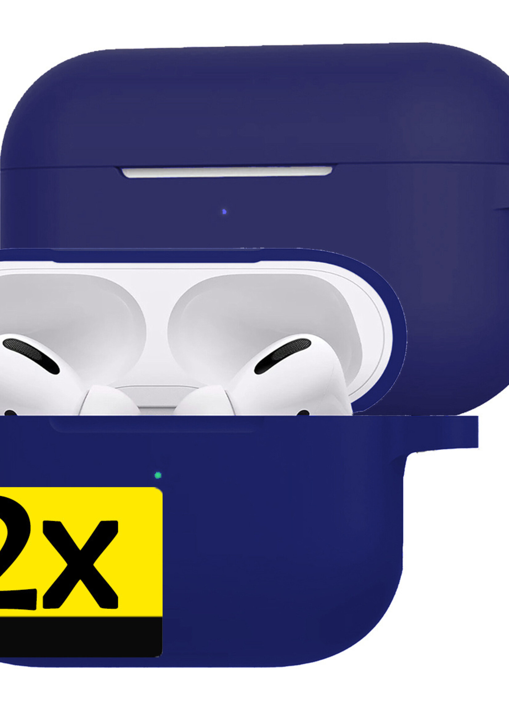 LUQ Hoesje Geschikt voor AirPods Pro 2 Hoesje Siliconen Case - Hoes Geschikt voor Apple AirPods Pro 2 Case Hoesje - Donkerblauw - 2 Stuks