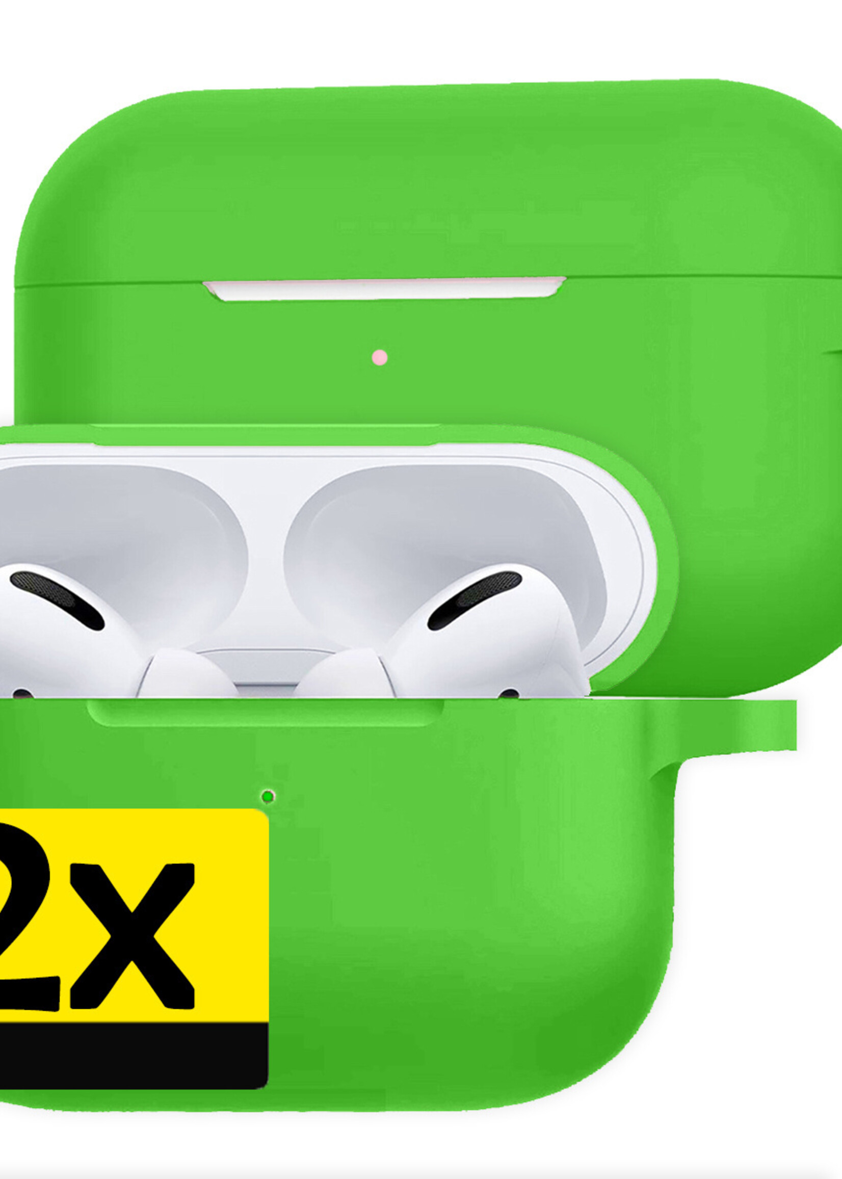 LUQ Hoesje Geschikt voor AirPods Pro 2 Hoesje Siliconen Case - Hoes Geschikt voor Apple AirPods Pro 2 Case Hoesje - Groen - 2 Stuks